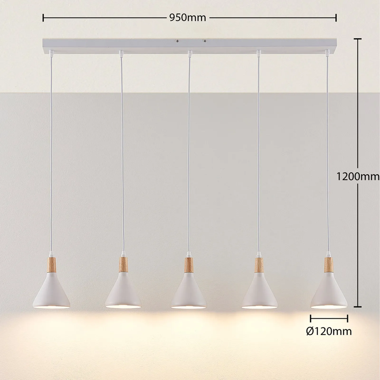 Lindby lampada a sospensione Arina, 100 cm, bianco, a 5 luci, E14