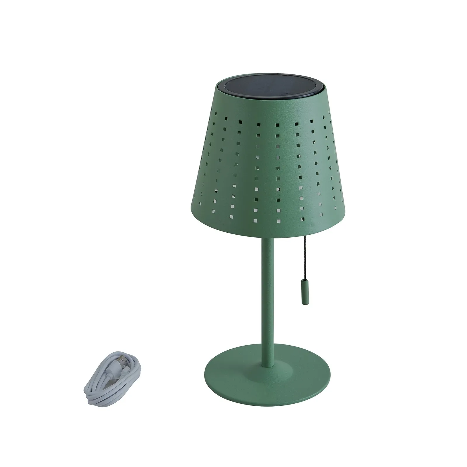 Lindby Lampada da tavolo LED Hilario, verde, ferro, batteria ricaricabile