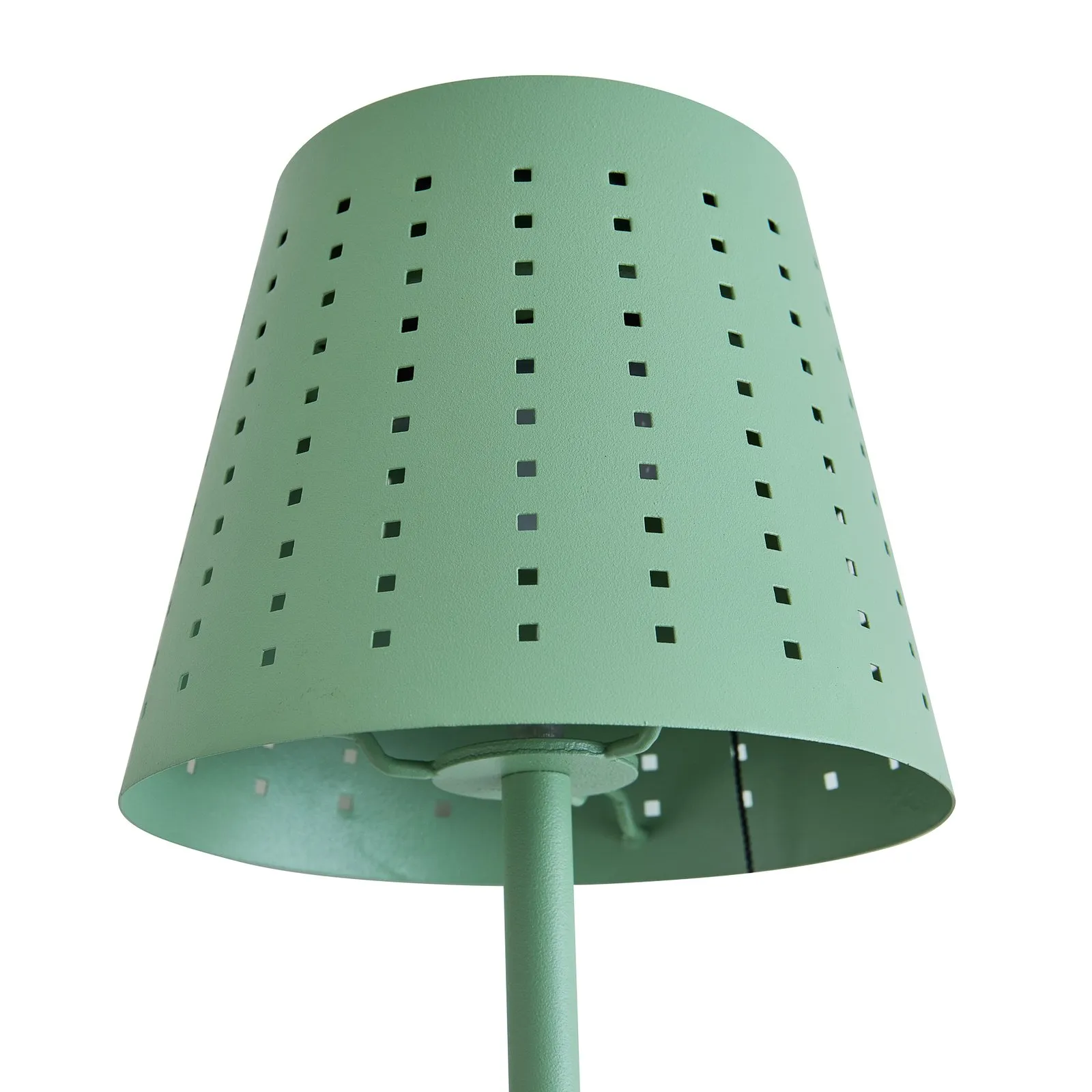 Lindby Lampada da tavolo LED Hilario, verde, ferro, batteria ricaricabile