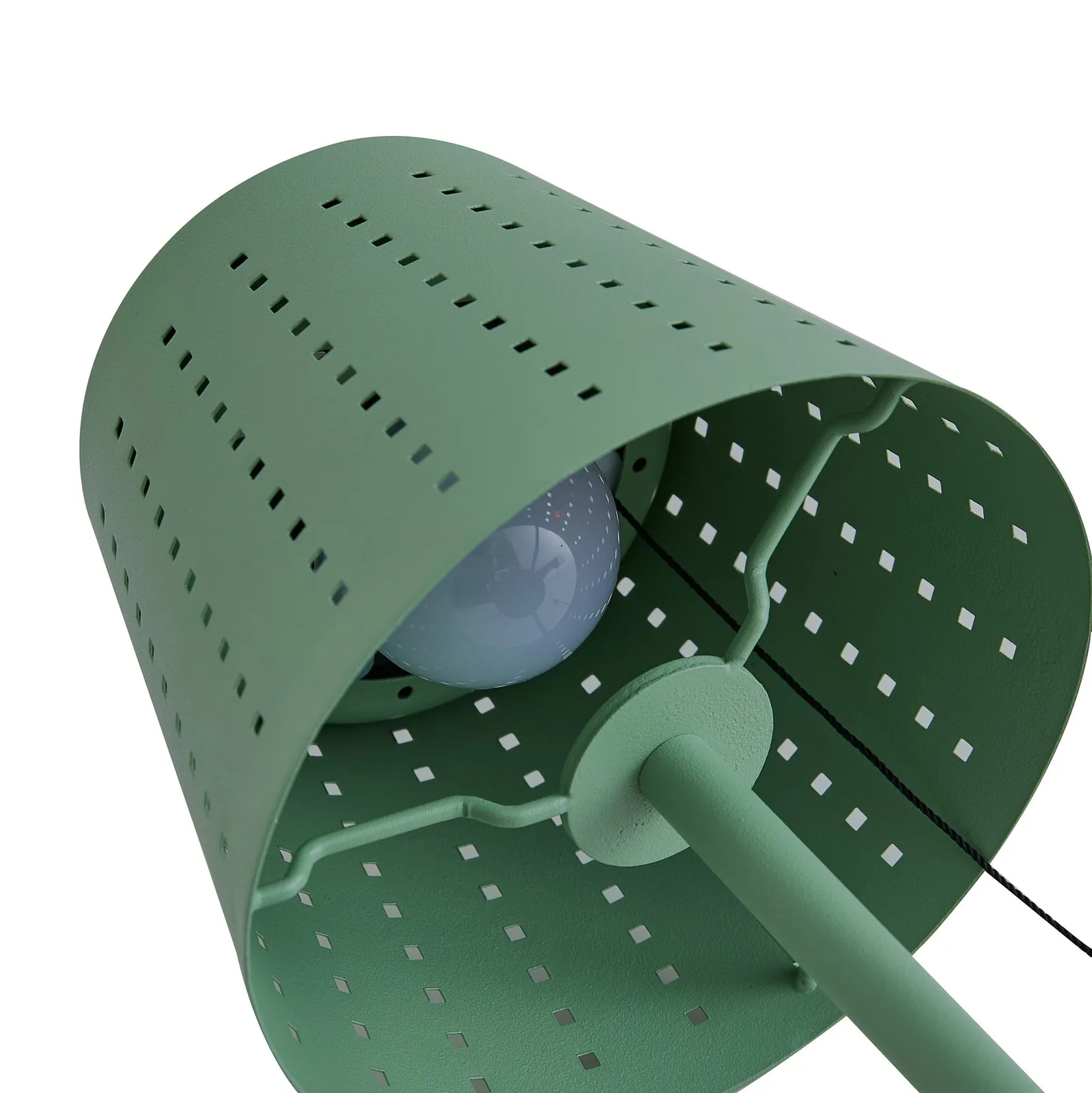 Lindby Lampada da tavolo LED Hilario, verde, ferro, batteria ricaricabile