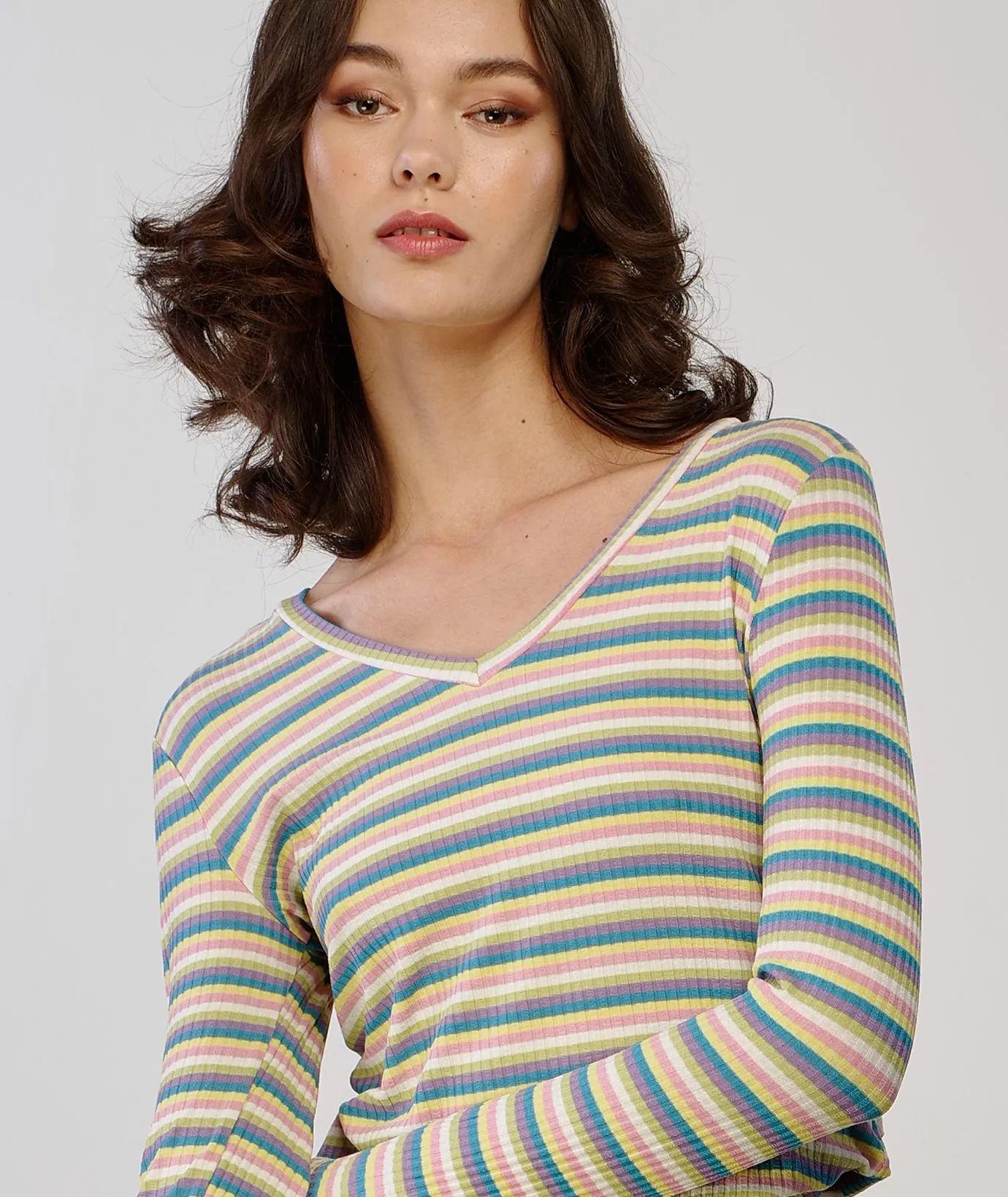 Maglia multicolor verde a righe