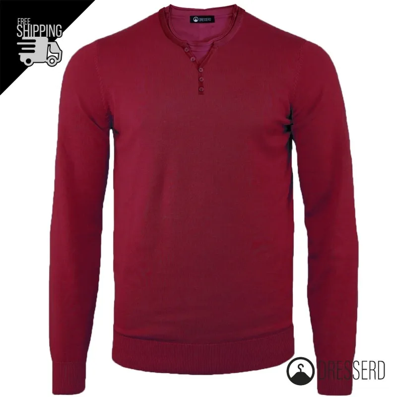 Maglia Uomo Manica Lunga Maglioncino Serafino Con Top Maglia Invernale Dresserd