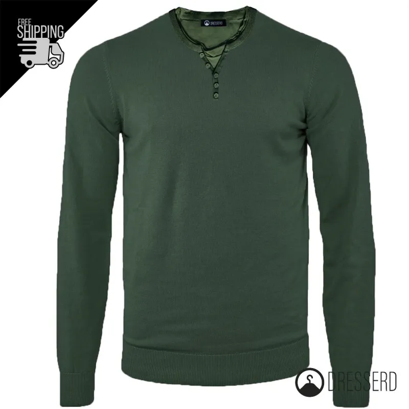 Maglia Uomo Manica Lunga Maglioncino Serafino Con Top Maglia Invernale Dresserd