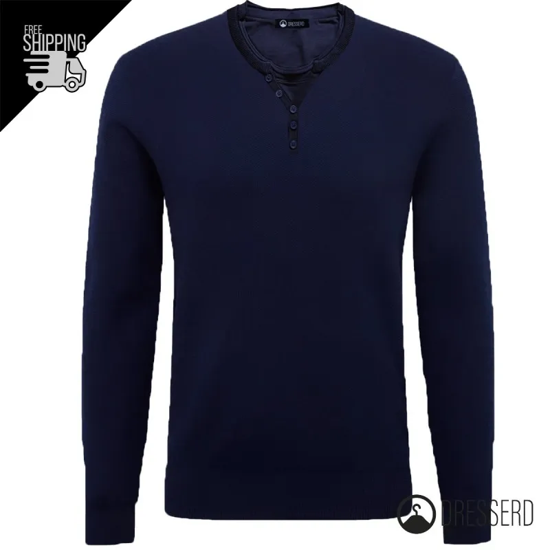 Maglia Uomo Manica Lunga Maglioncino Serafino Con Top Maglia Invernale Dresserd