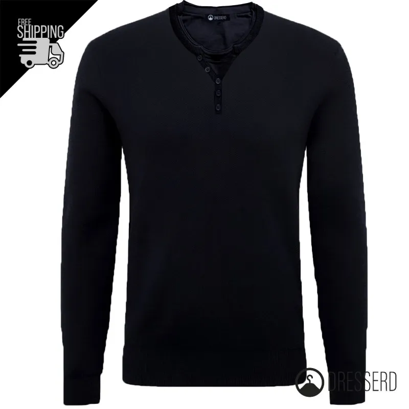 Maglia Uomo Manica Lunga Maglioncino Serafino Con Top Maglia Invernale Dresserd