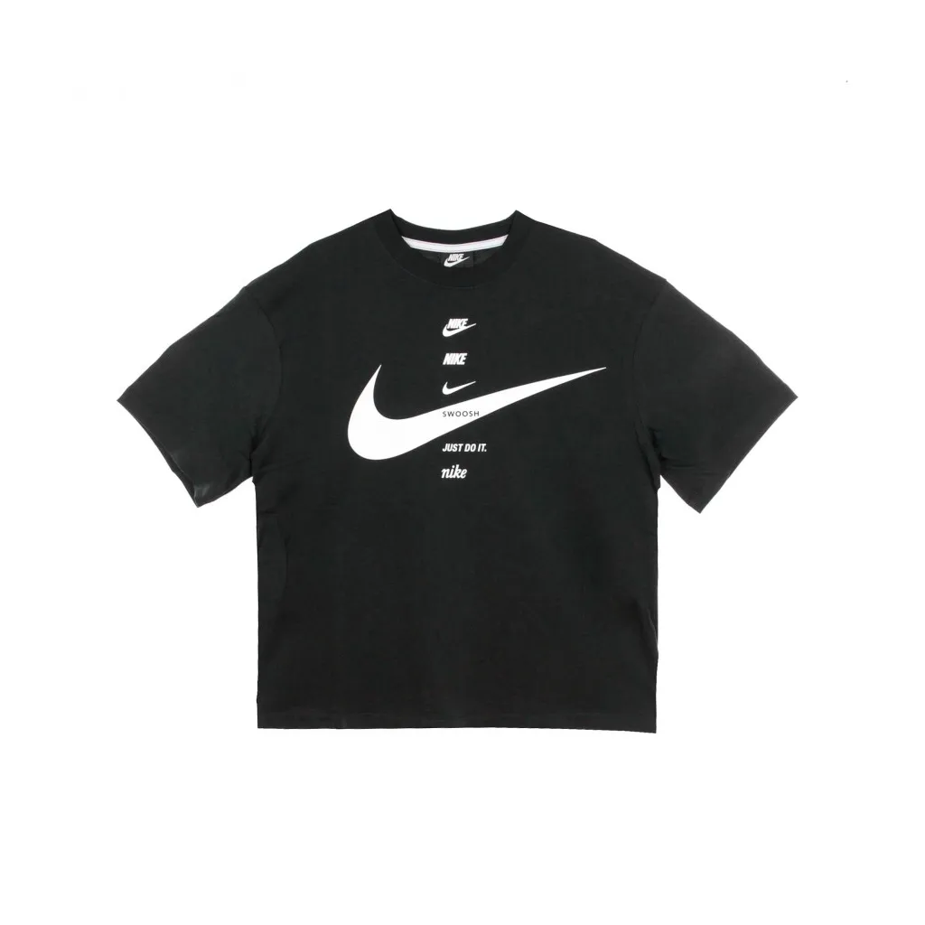 maglietta donna swoosh top BLACK/WHITE