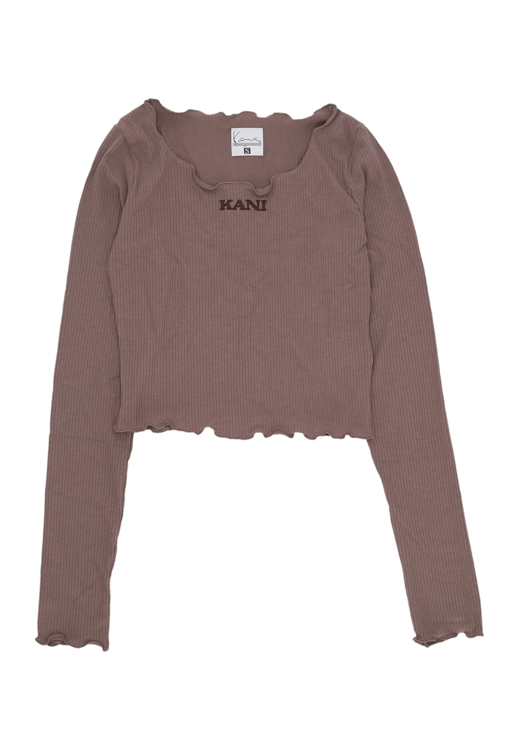 Maglietta Manica Lunga Donna W Retro Short Rib L/s Taupe