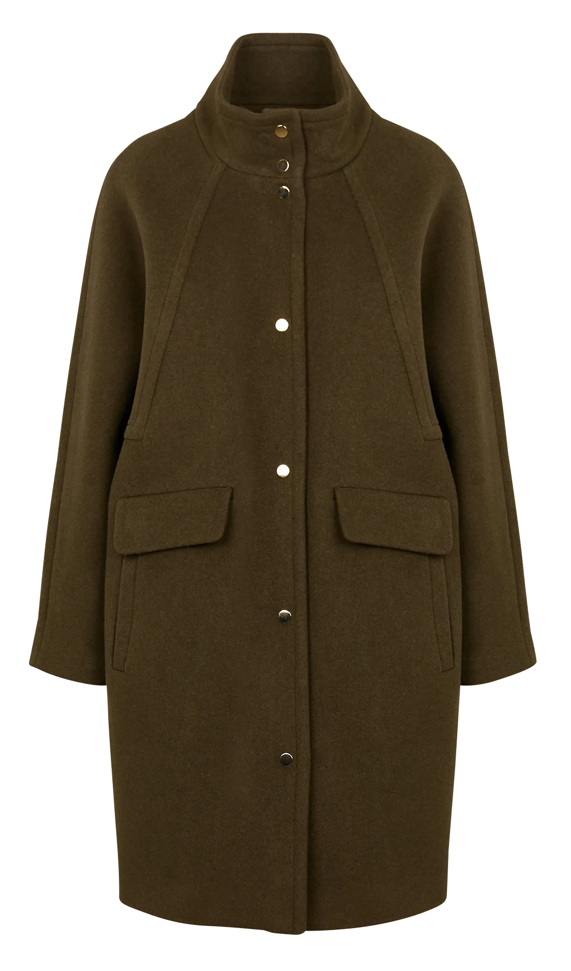  MAISON 123   ALPHA - Cappotto a collo alto in misto lana | Verde