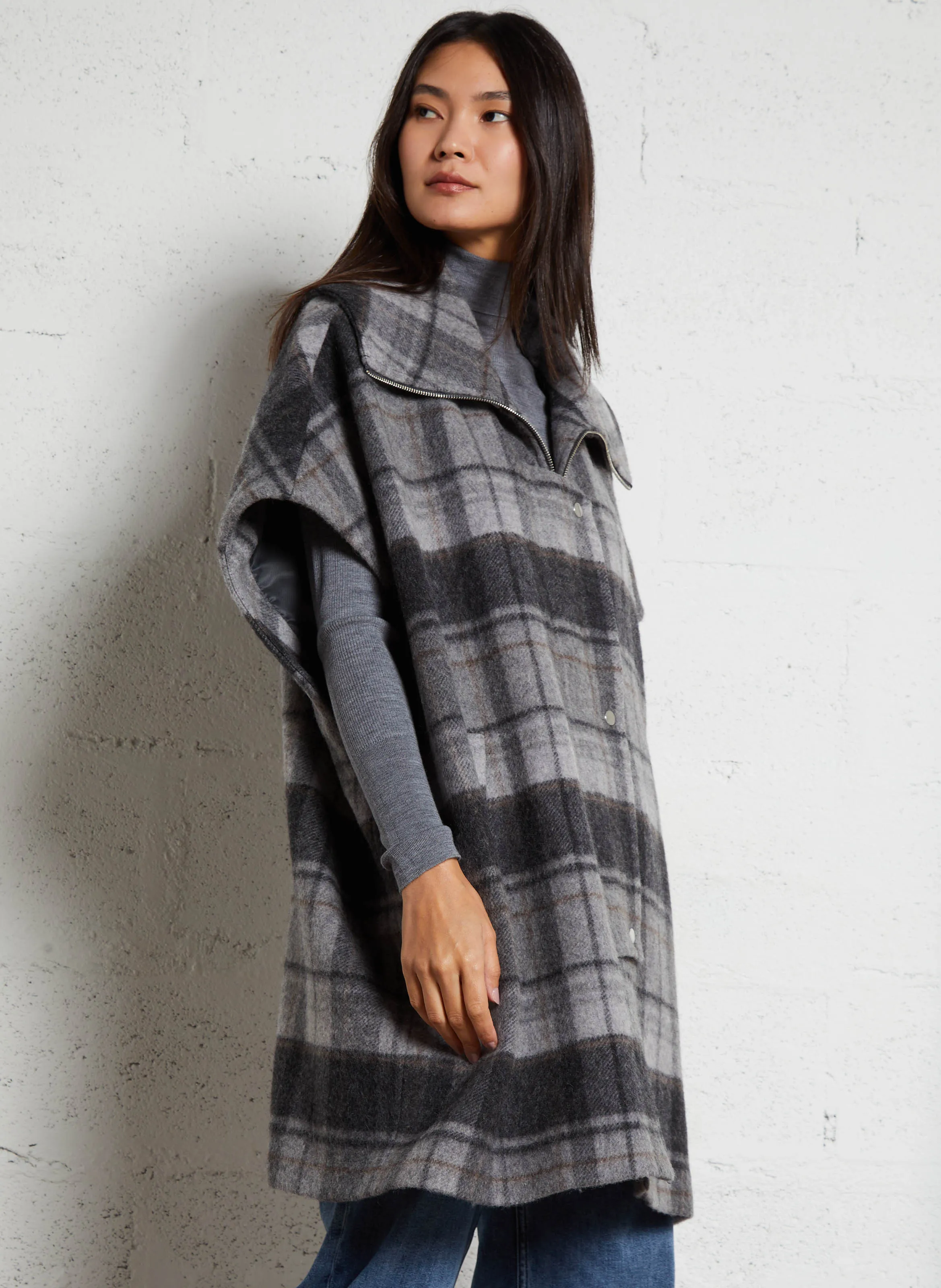  MAISON 123   ANDREW - Cappotto con revers in misto lana | Grigio