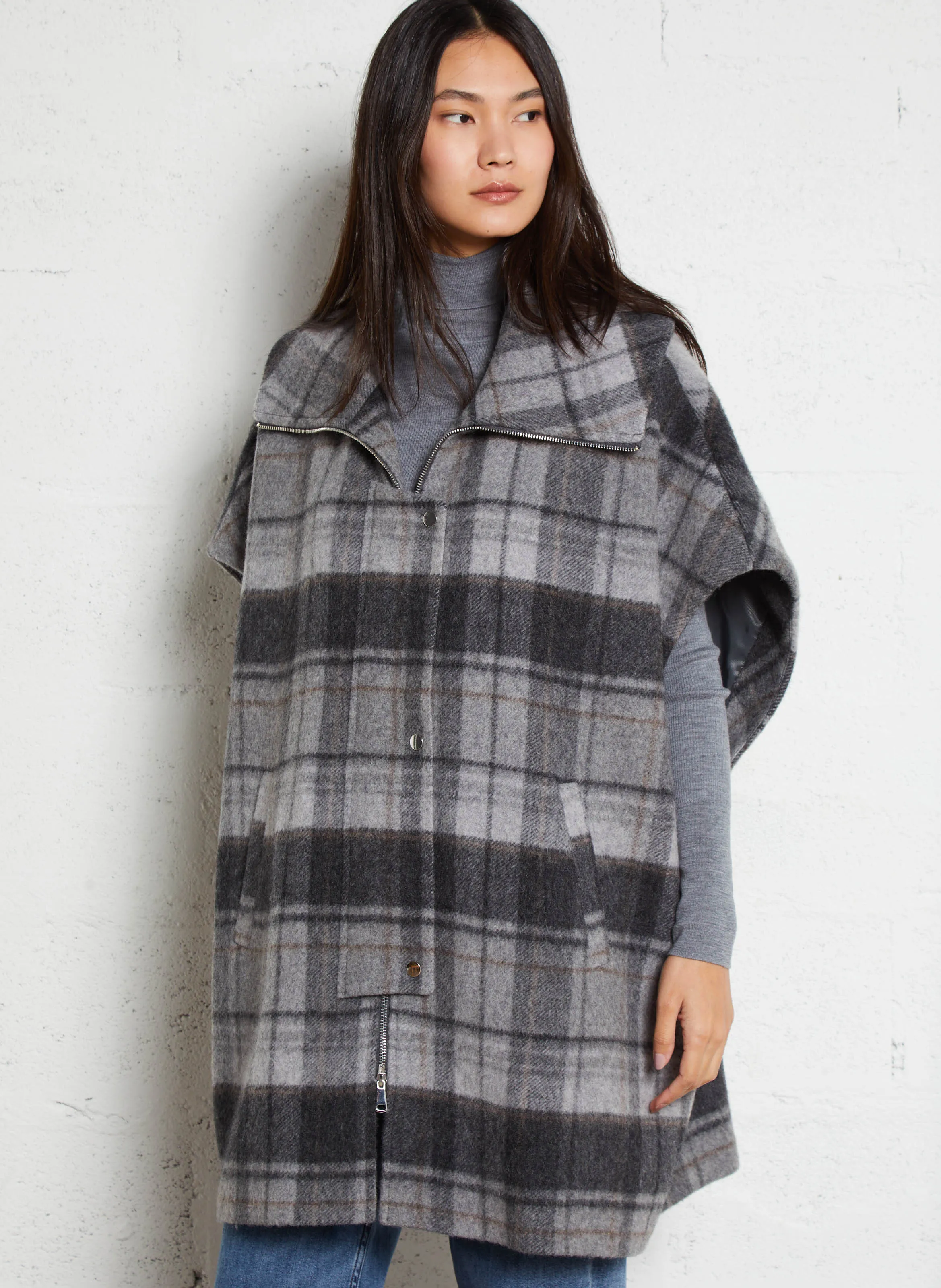  MAISON 123   ANDREW - Cappotto con revers in misto lana | Grigio