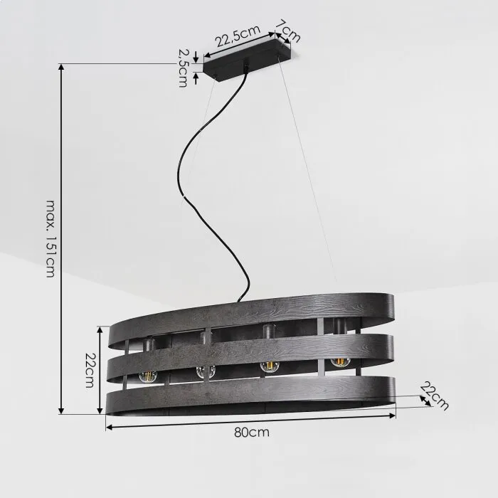 Maracoa Lampada a Sospensione Nero, 4-Luci