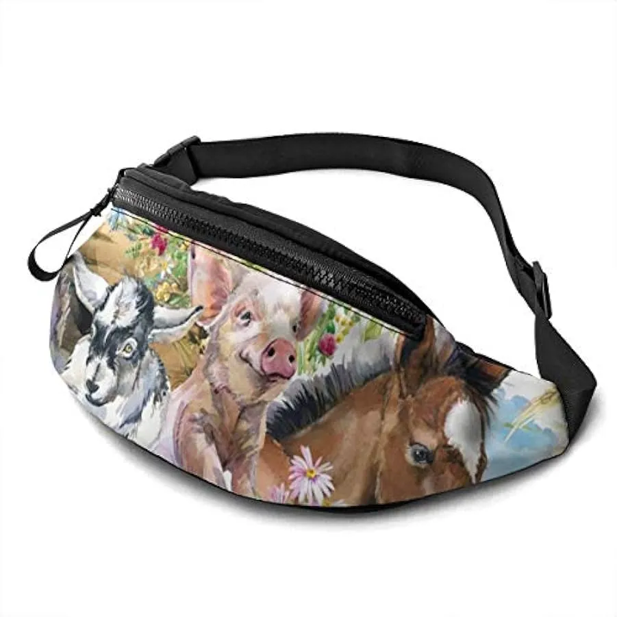 Marsupio per Uomo Donna,Animali da Fattoria Marsupio con Cintura Tasca a Tracolla Regolabile Borsa a Tracolla Borsa sul Petto pe