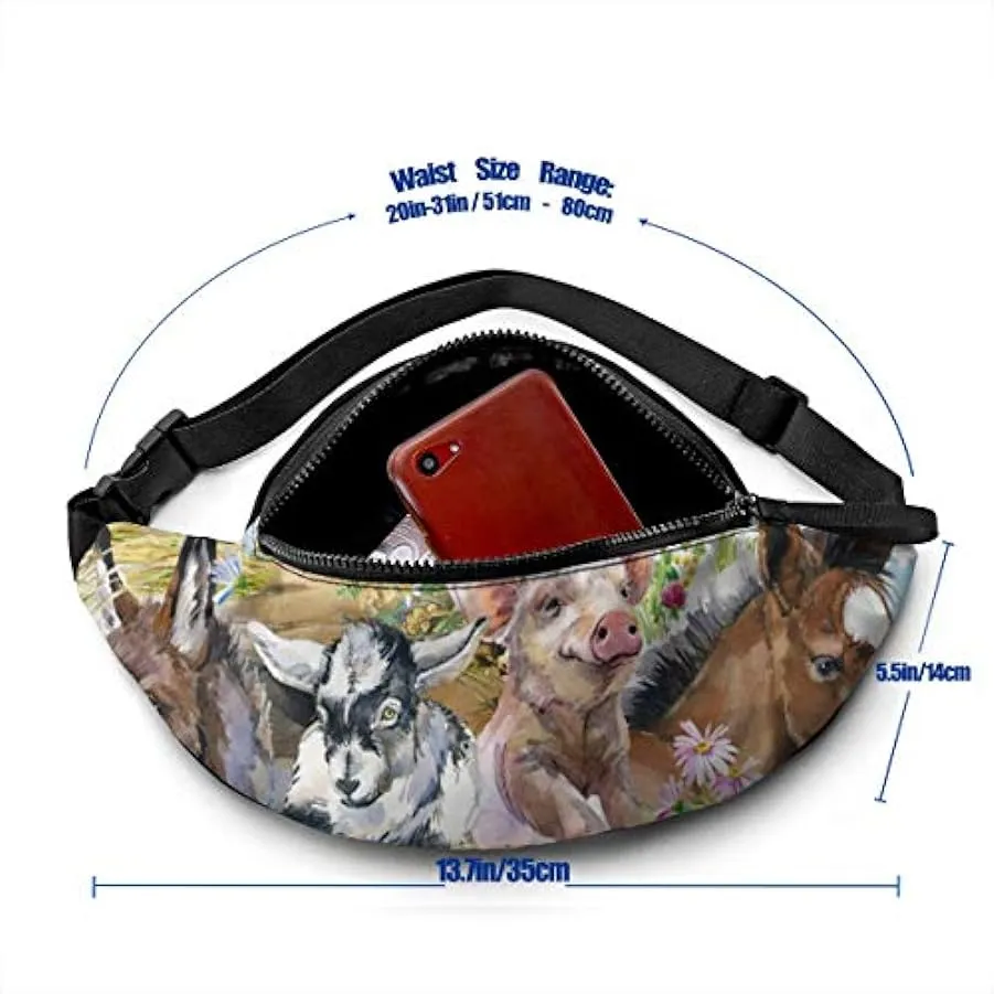 Marsupio per Uomo Donna,Animali da Fattoria Marsupio con Cintura Tasca a Tracolla Regolabile Borsa a Tracolla Borsa sul Petto pe