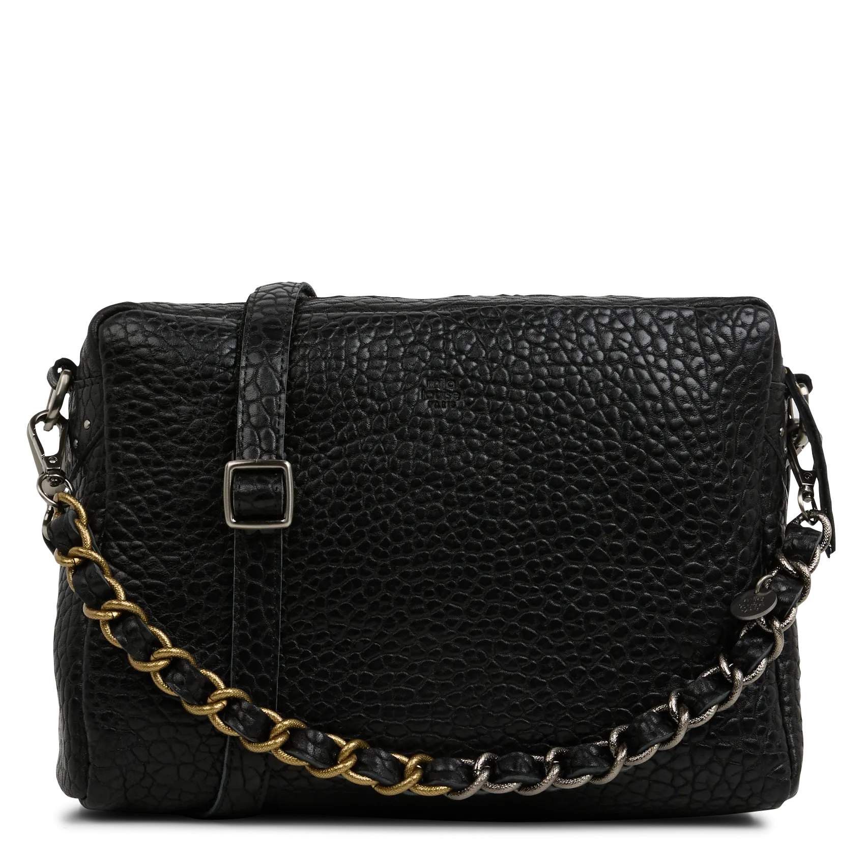  MILA LOUISE   MAMA - Borsa a tracolla in pelle goffrata | Nero