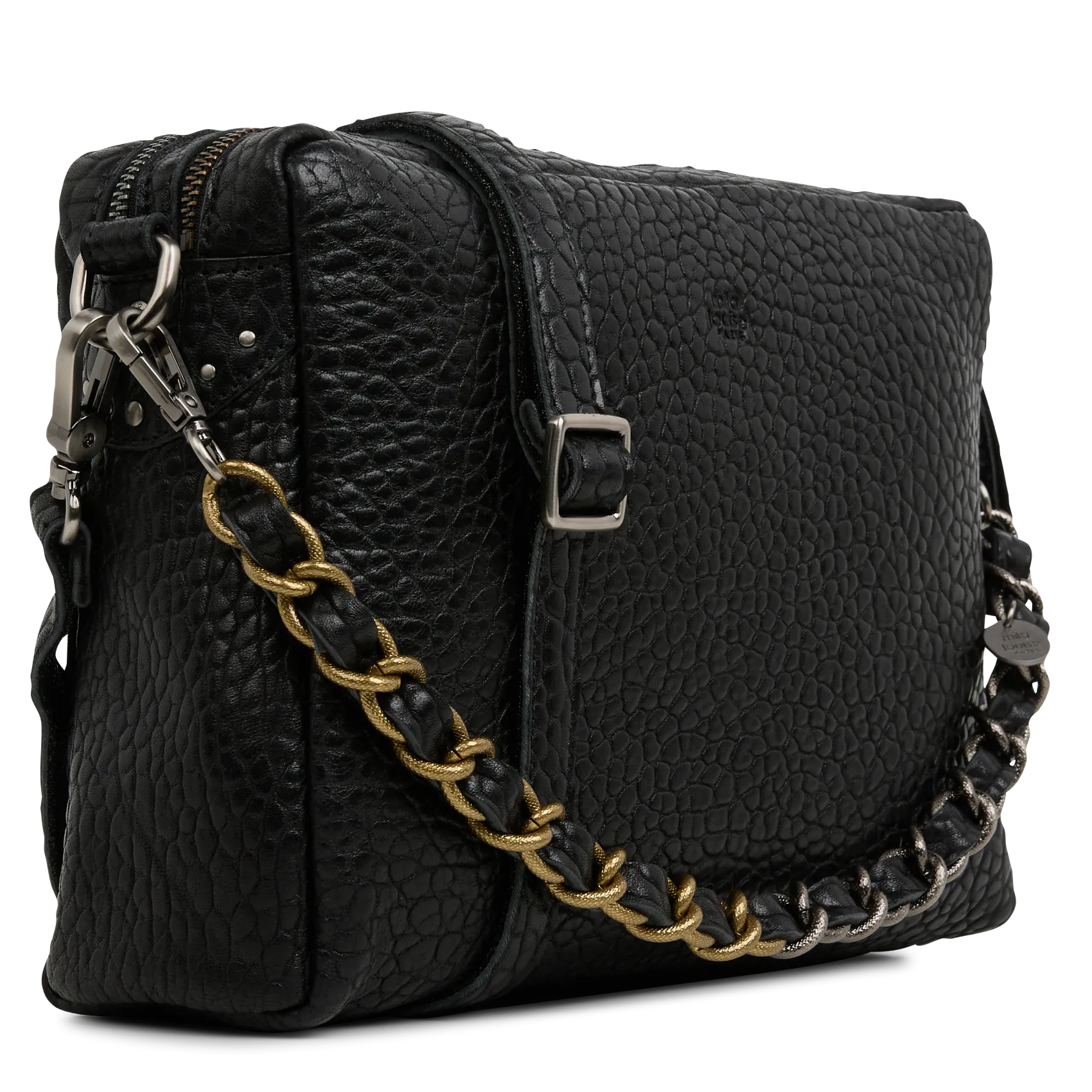  MILA LOUISE   MAMA - Borsa a tracolla in pelle goffrata | Nero
