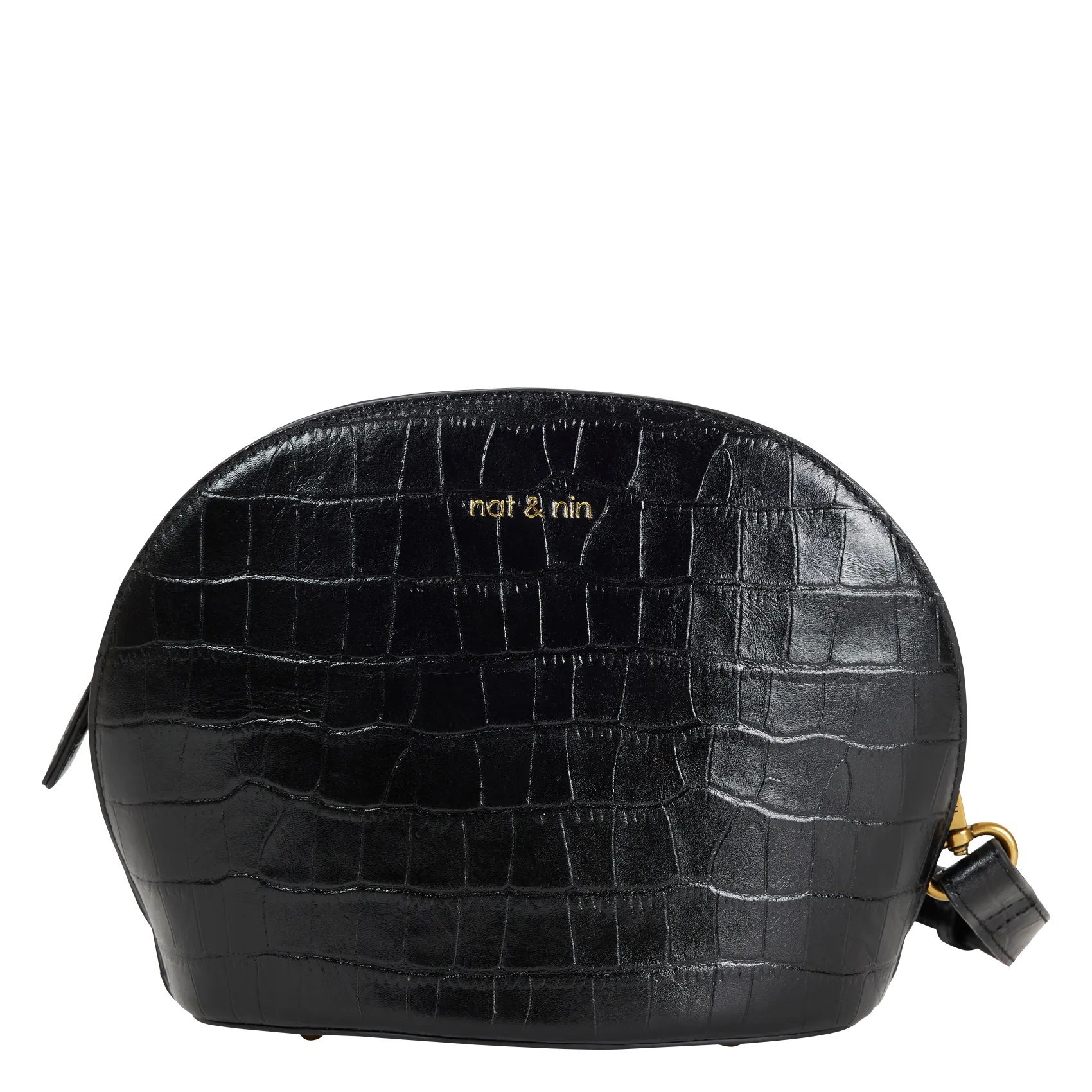 NAT & NIN   POPPY - Borsa a tracolla in pelle a mezzaluna | Nero
