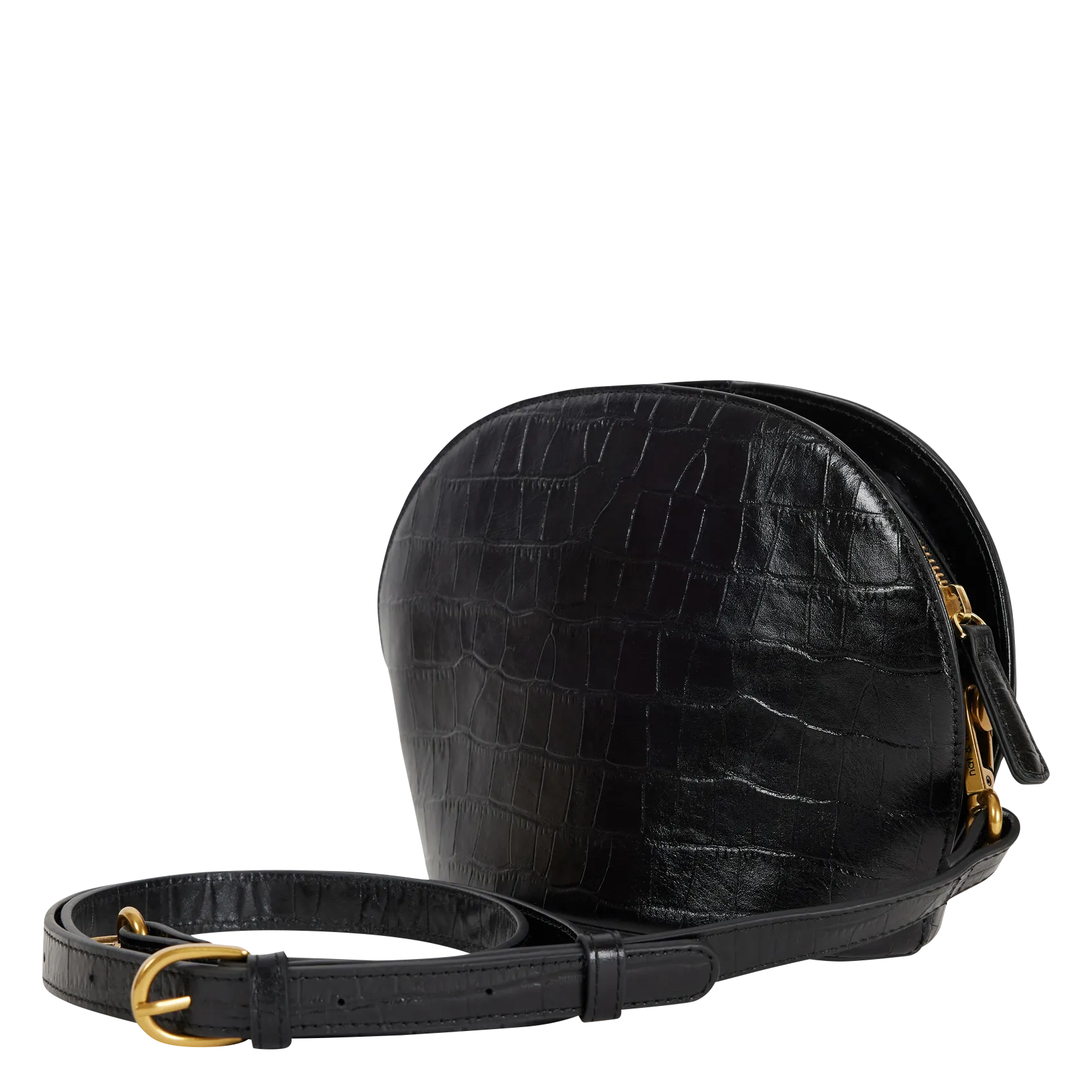  NAT & NIN   POPPY - Borsa a tracolla in pelle a mezzaluna | Nero