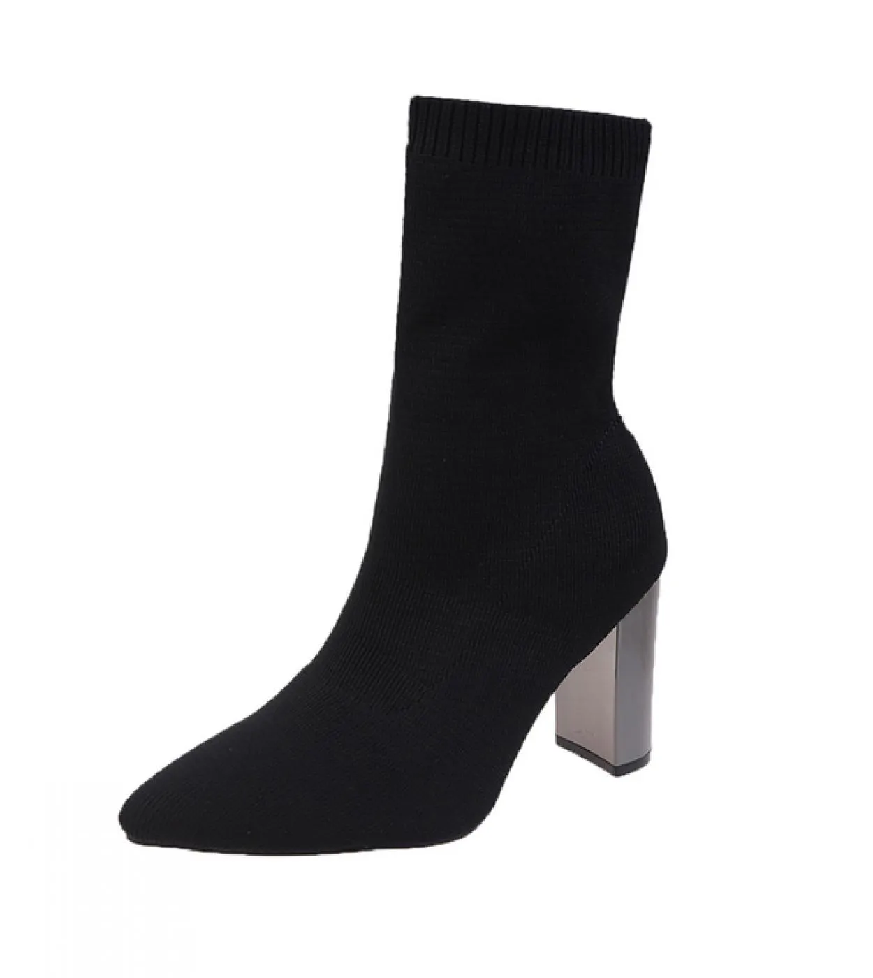 New Beige 7 cm Metal Blade Tacchi Calzini in tessuto elasticizzato Stivali da donna Tacchi a spillo elastici Scarpe con punta a