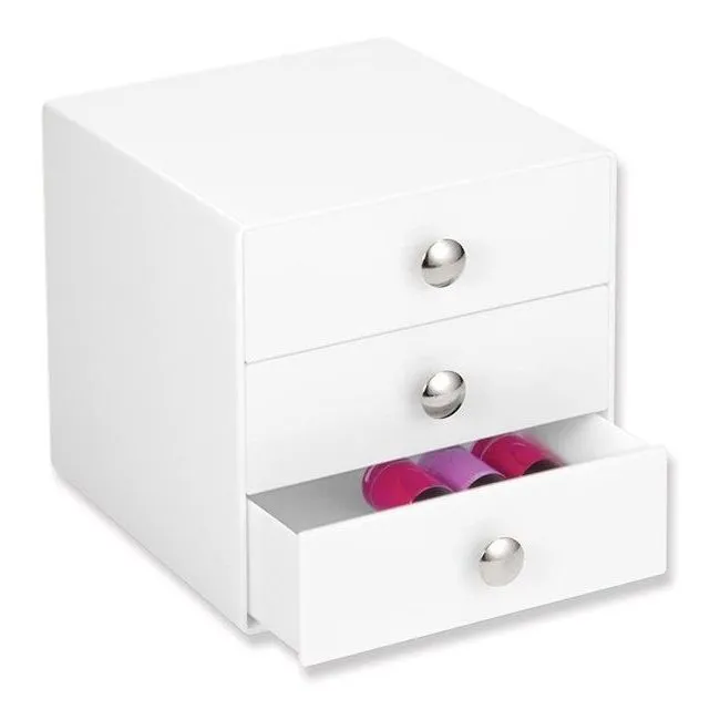 Organizzatore da bagno con 3 cassetti bianco