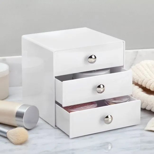 Organizzatore da bagno con 3 cassetti bianco