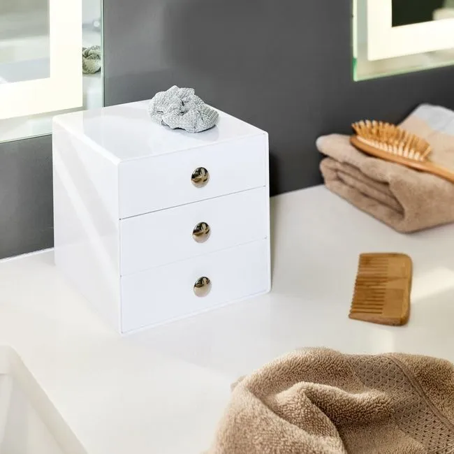 Organizzatore da bagno con 3 cassetti bianco