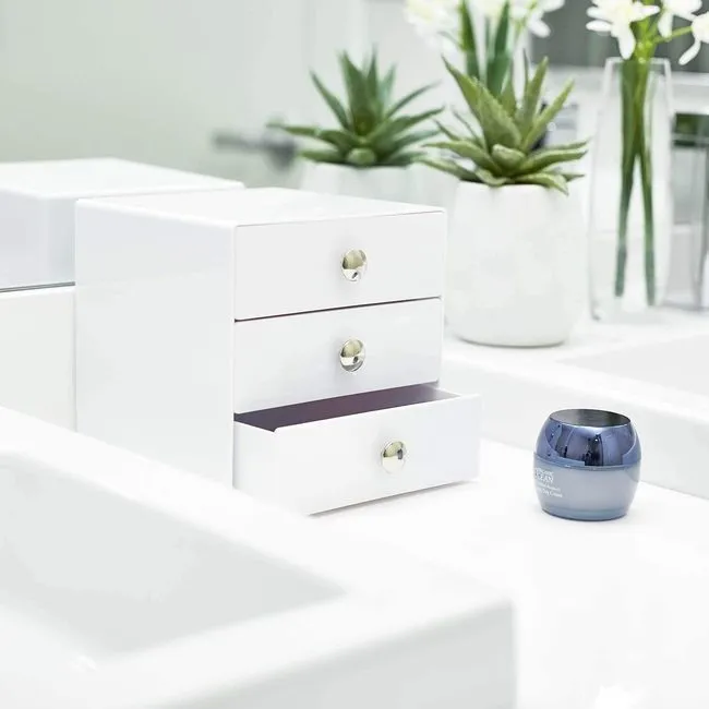 Organizzatore da bagno con 3 cassetti bianco