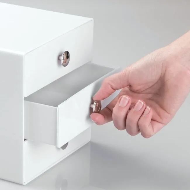 Organizzatore da bagno con 3 cassetti bianco