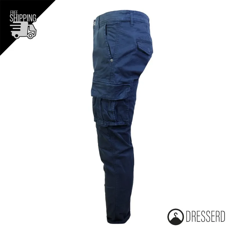 Pantalone Uomo Dresserd Multitasche Senza Elastico Tascone Cargo Invernale Gamba Stretta