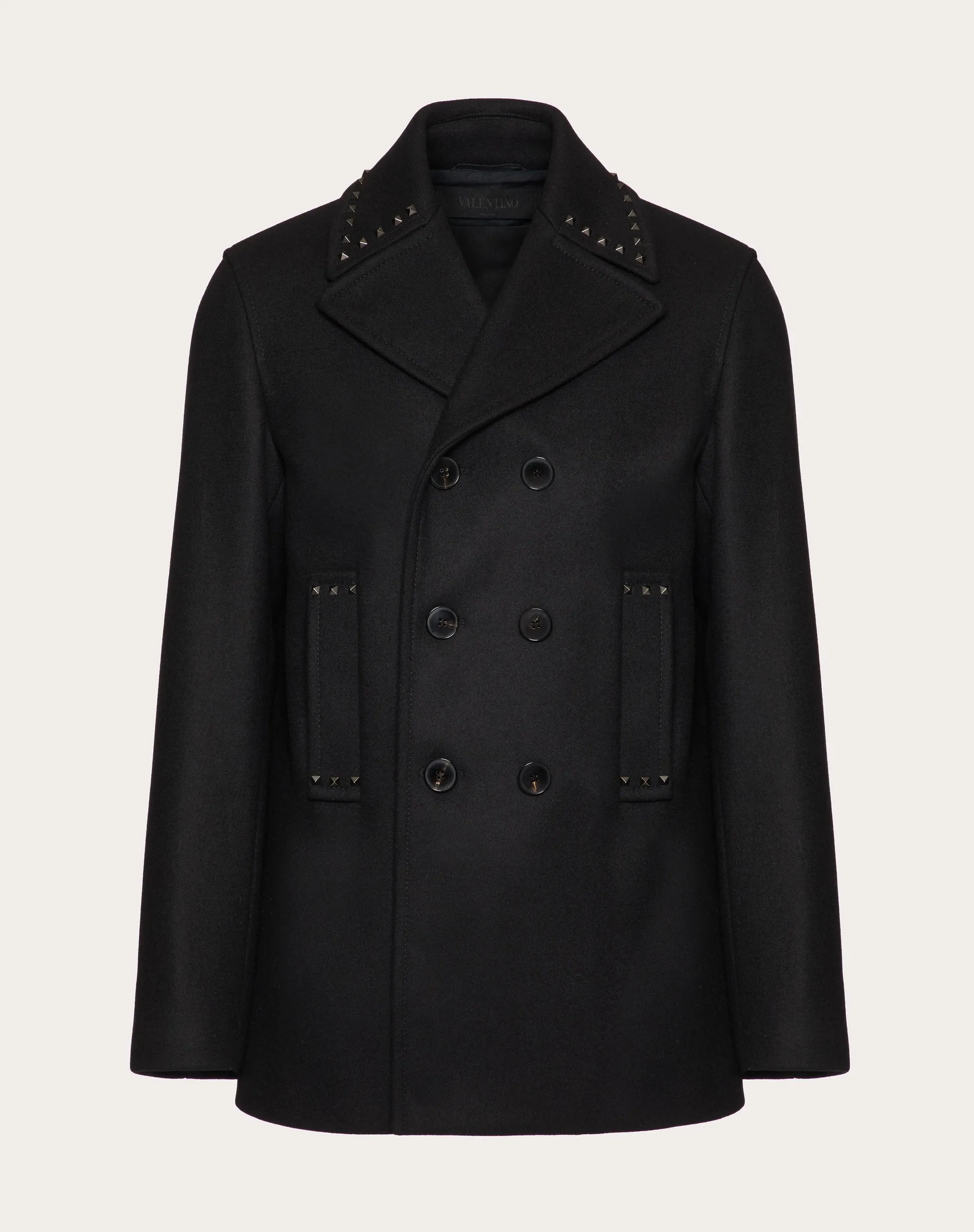 PEACOAT IN PANNO DI LANA CON BORCHIE BLACK UNTITLED