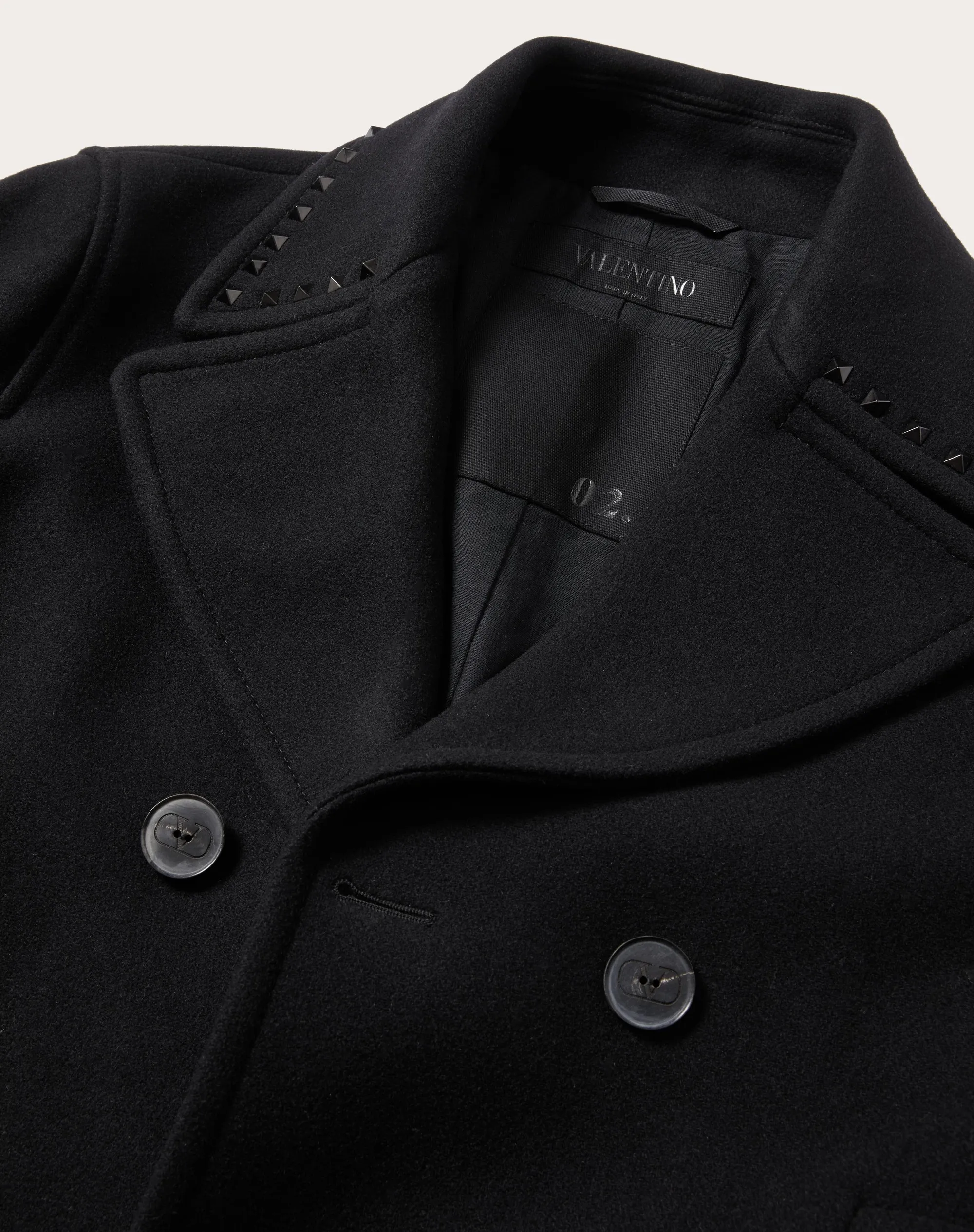 PEACOAT IN PANNO DI LANA CON BORCHIE BLACK UNTITLED