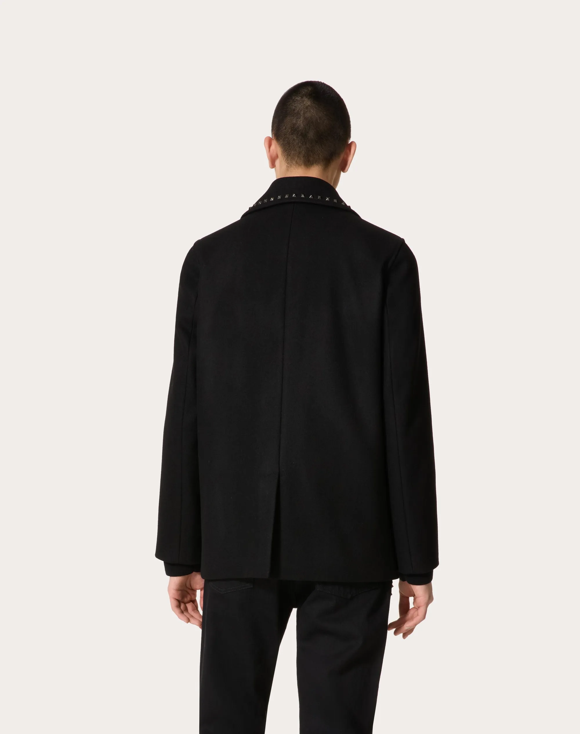 PEACOAT IN PANNO DI LANA CON BORCHIE BLACK UNTITLED