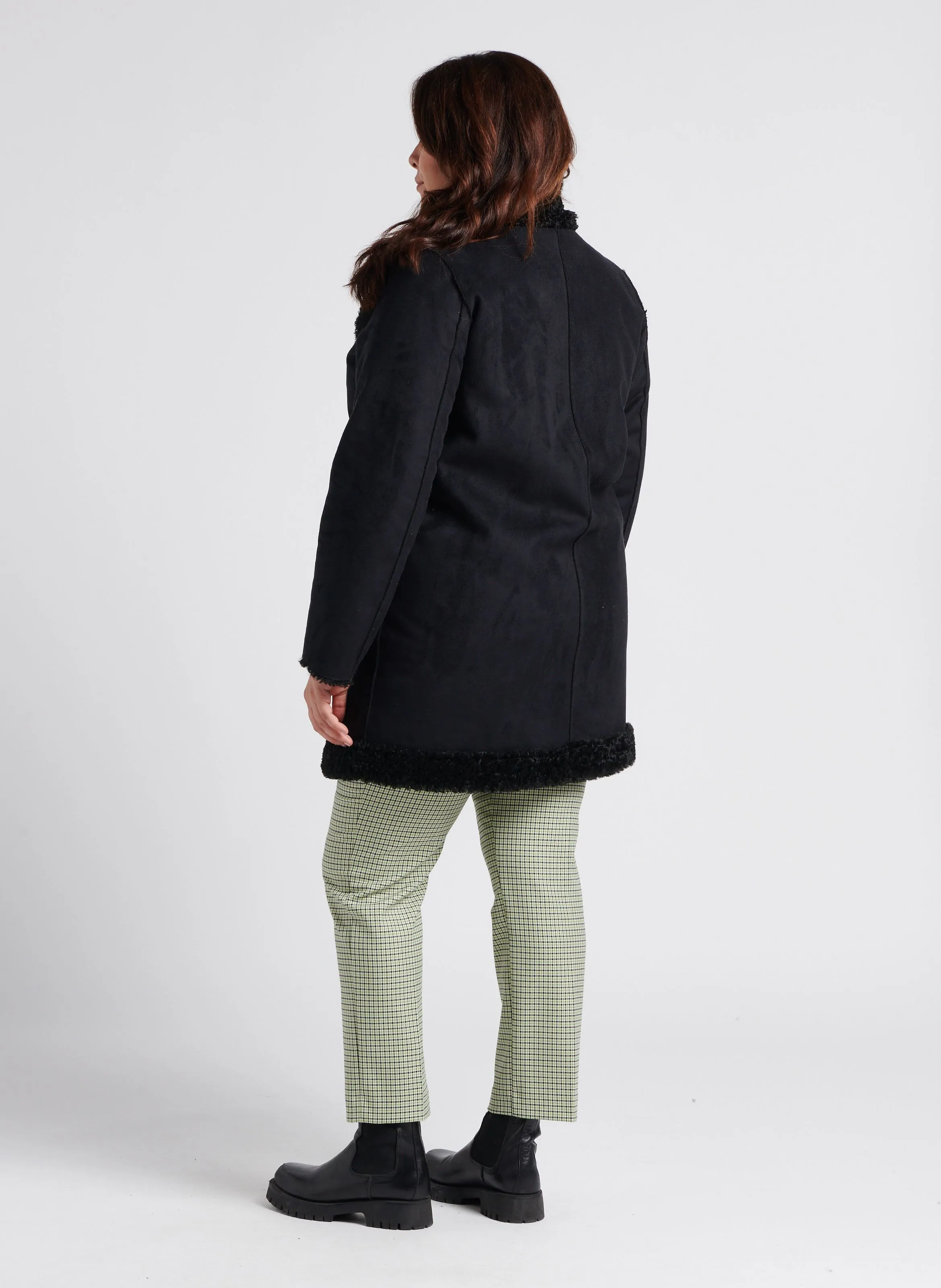  PERSONA by Marina Rinaldi   EDEN - Cappotto lungo double face con colletto in peluche | Nero