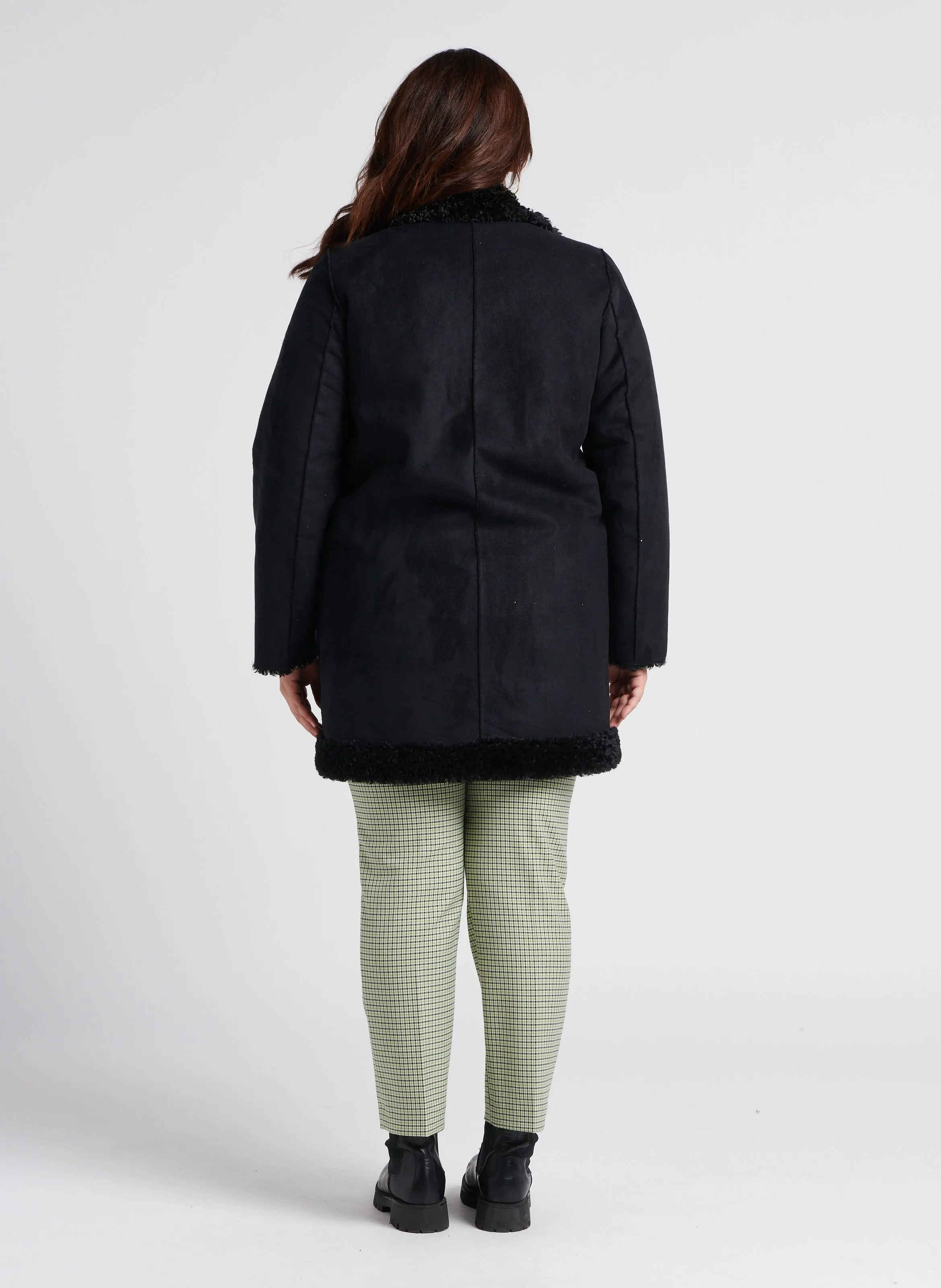  PERSONA by Marina Rinaldi   EDEN - Cappotto lungo double face con colletto in peluche | Nero