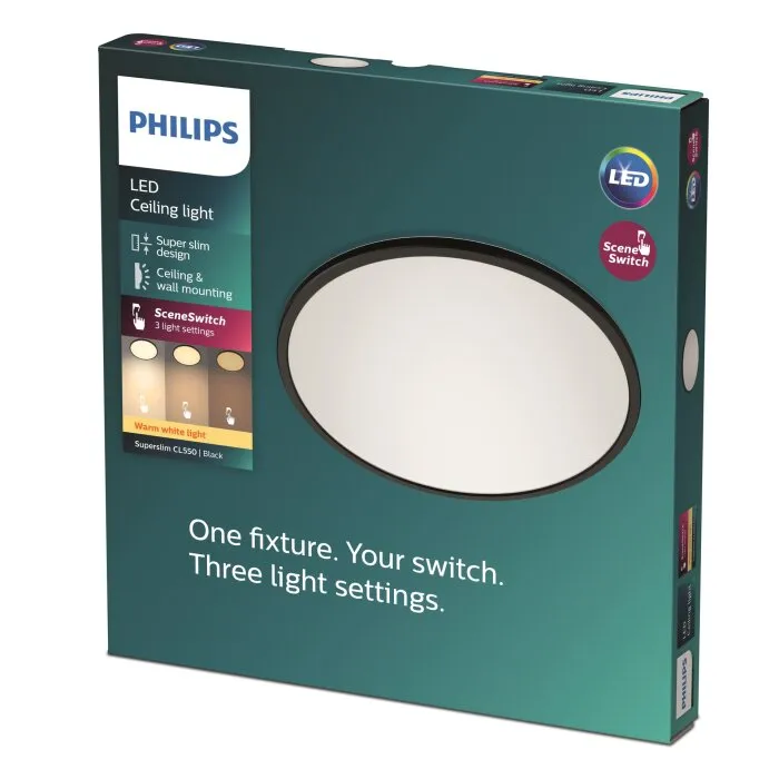 Philips CL550 Plafoniera LED Nero, Bianco, 1-Luce