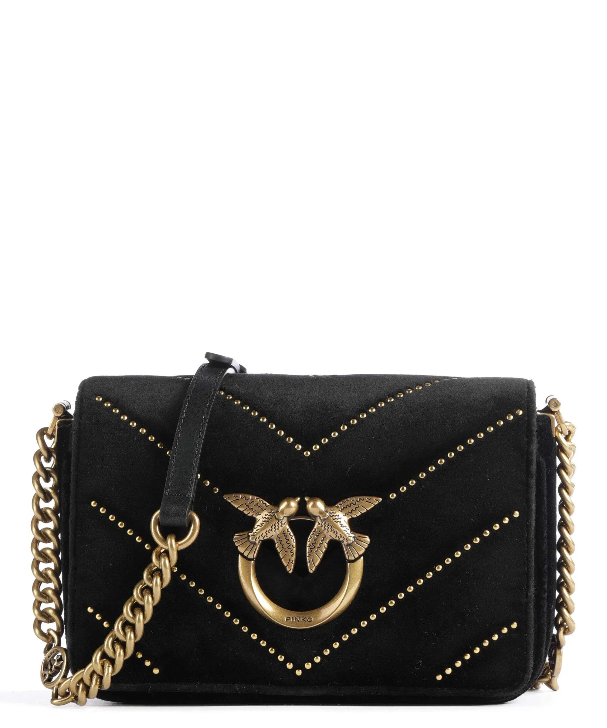  Pinko Love Click Mini Borsa a tracolla cotone nero  