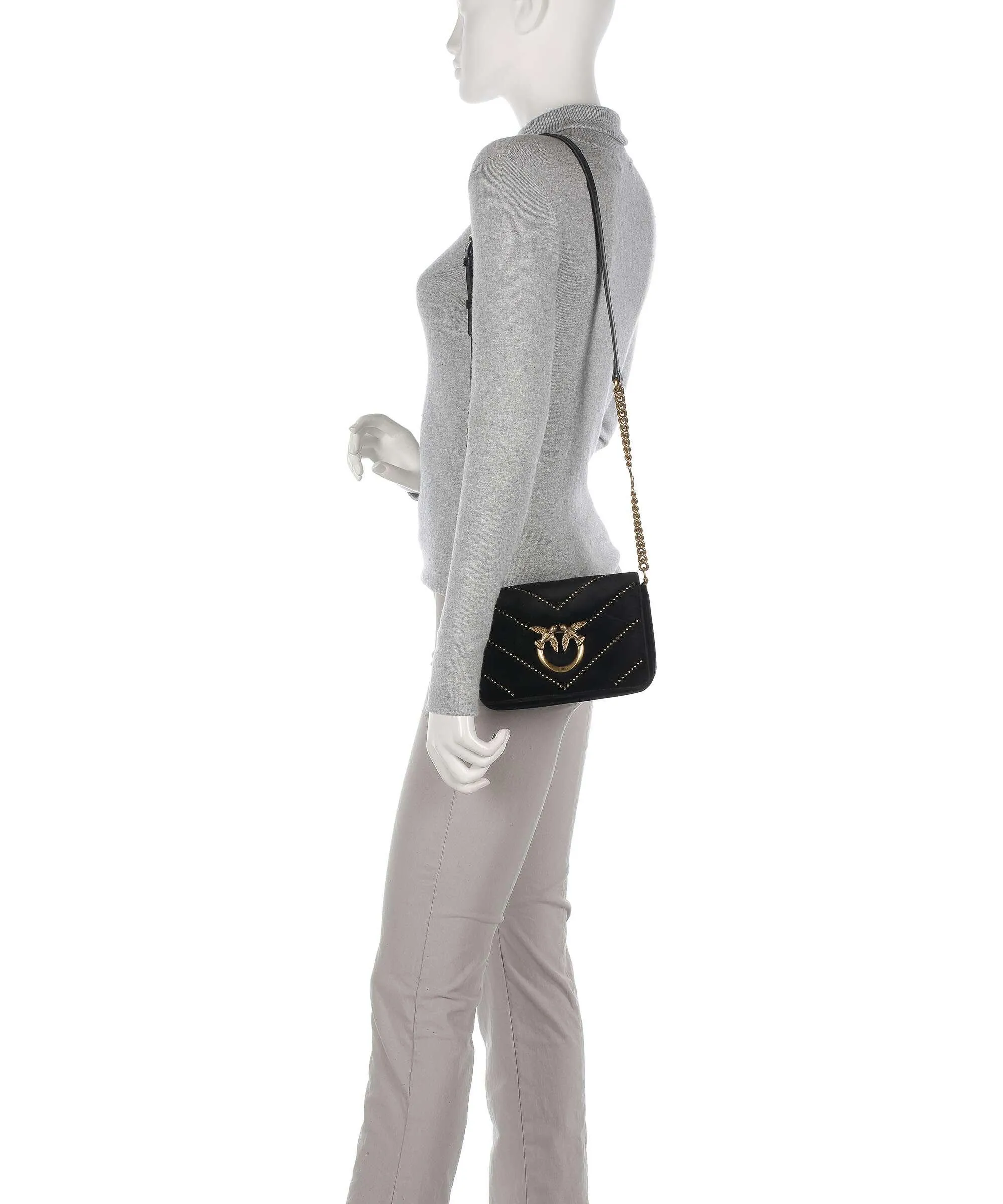  Pinko Love Click Mini Borsa a tracolla cotone nero  