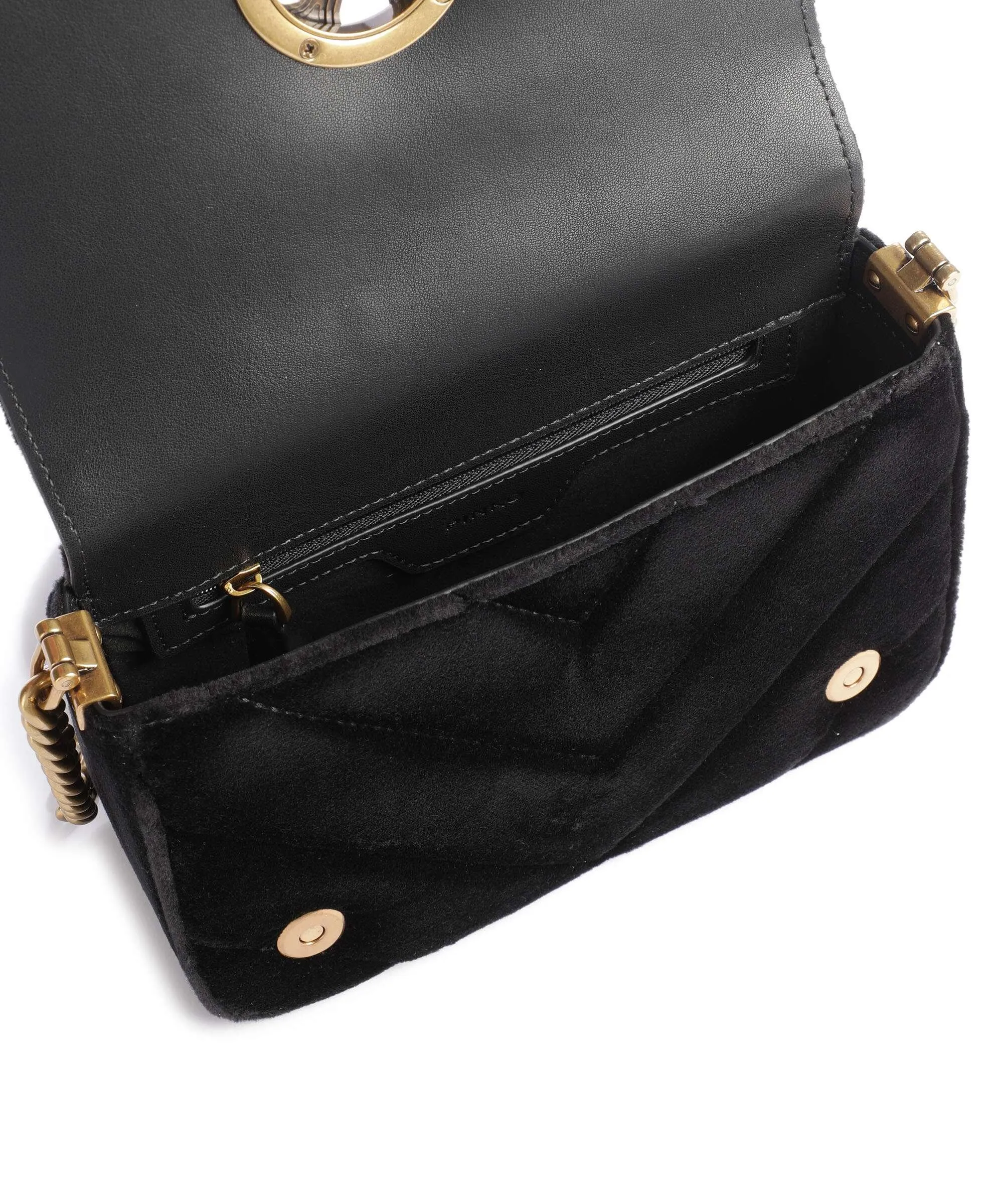  Pinko Love Click Mini Borsa a tracolla cotone nero  