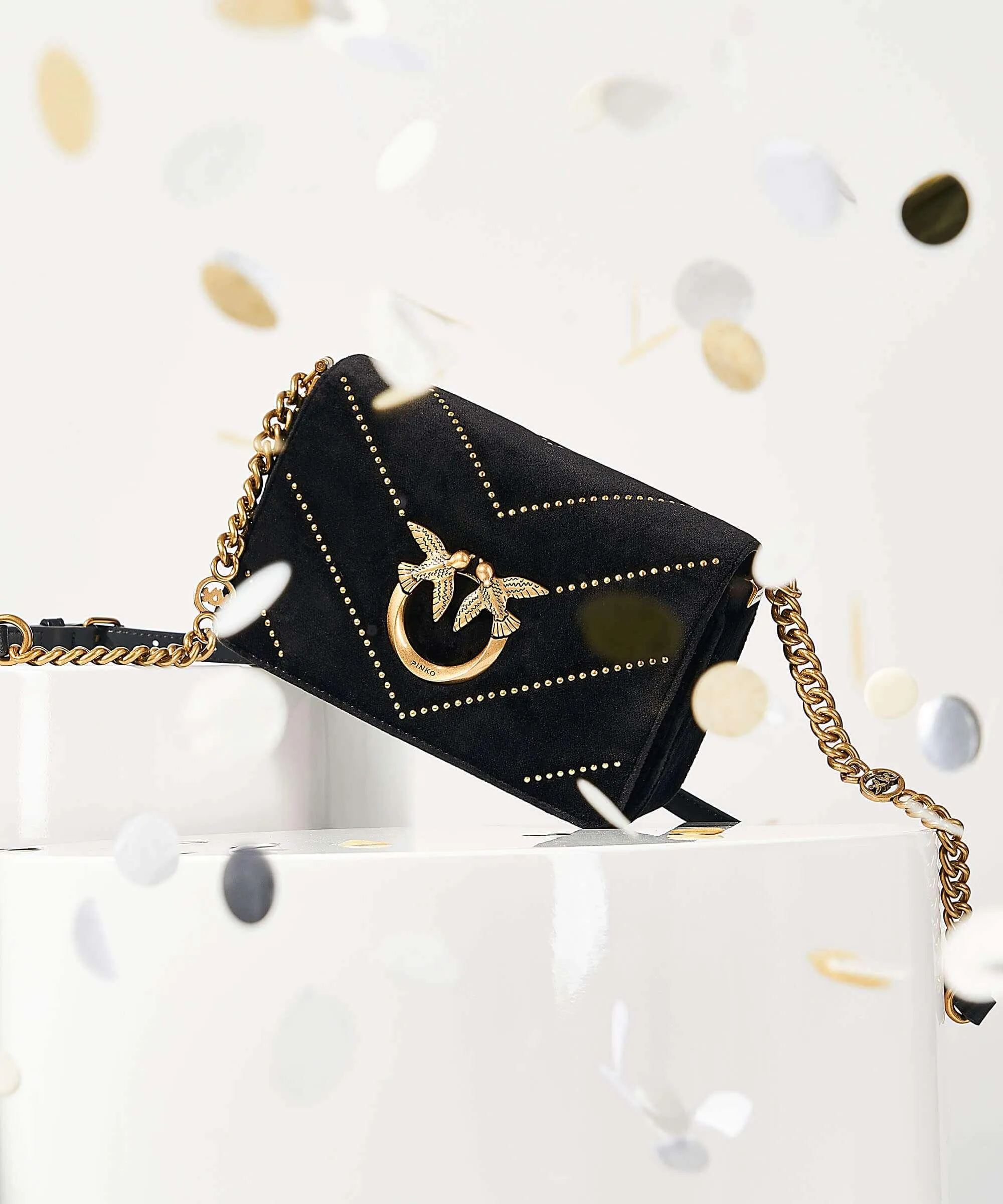  Pinko Love Click Mini Borsa a tracolla cotone nero  