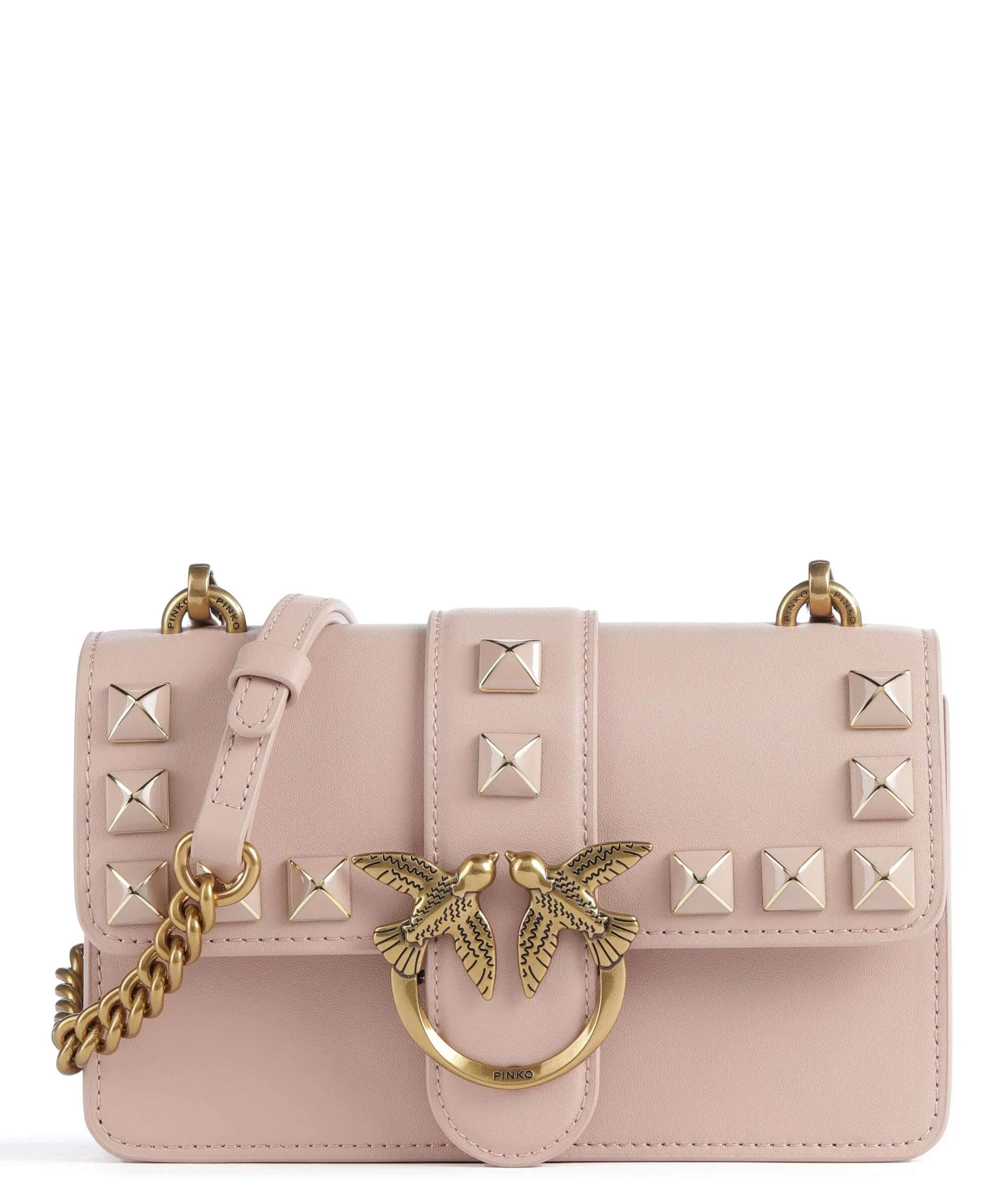  Pinko Love One Mini Borsa a tracolla pelle di vacchetta finemente grana rosa antico  