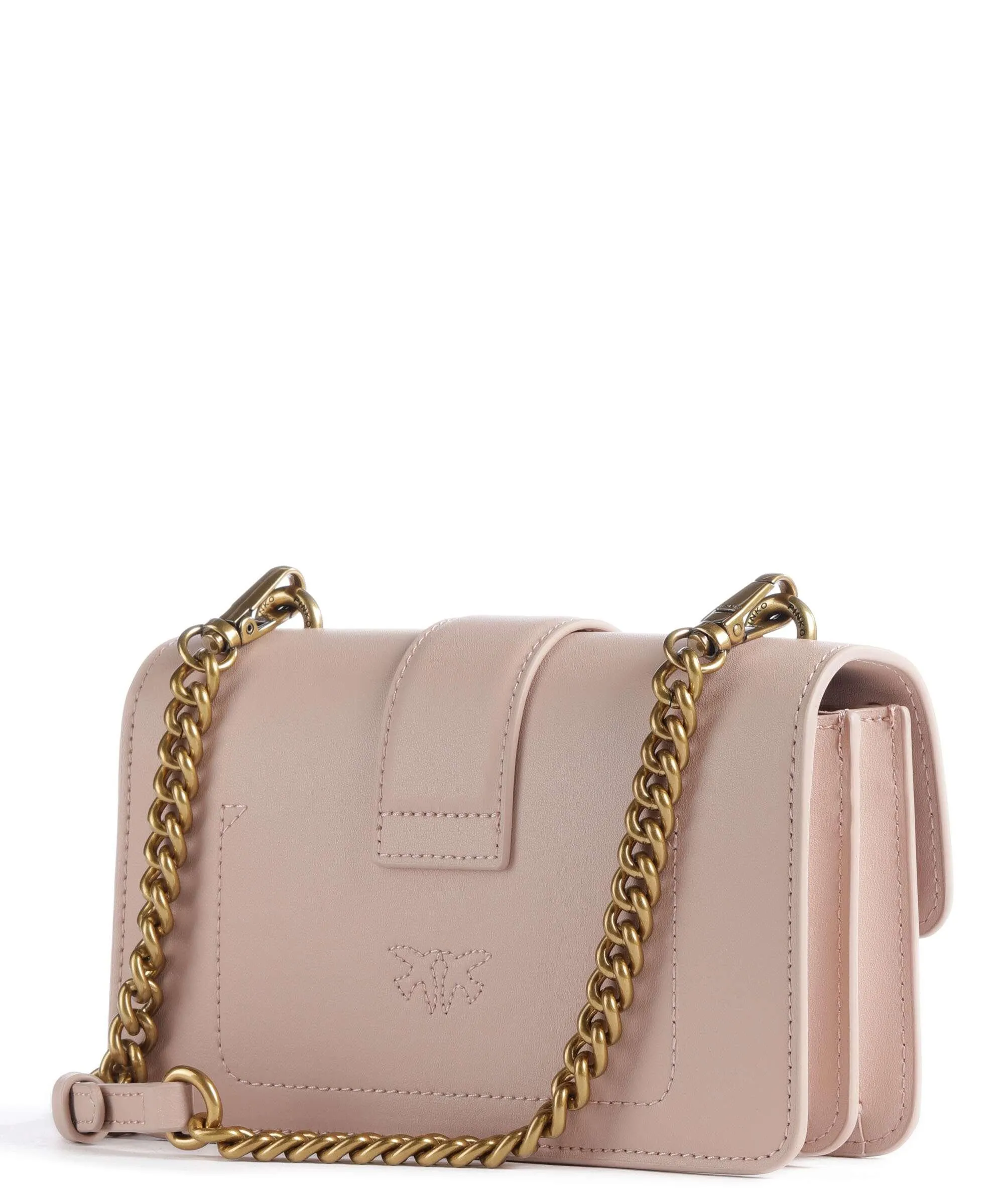  Pinko Love One Mini Borsa a tracolla pelle di vacchetta finemente grana rosa antico  