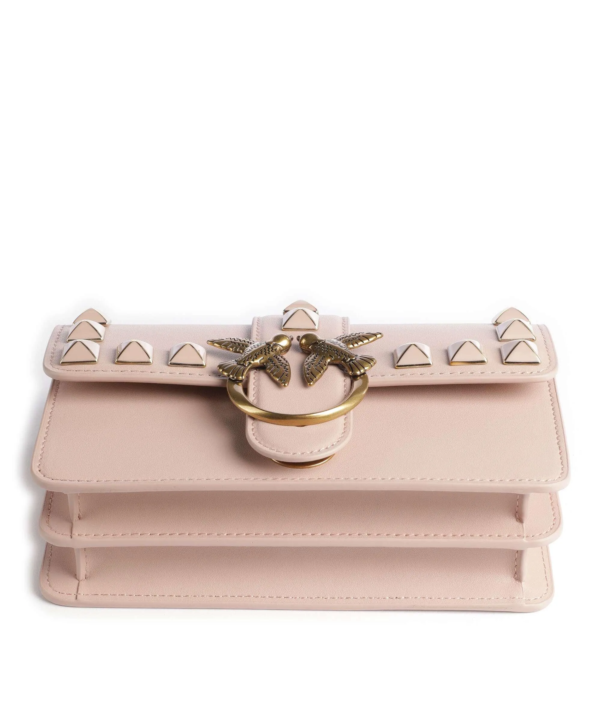  Pinko Love One Mini Borsa a tracolla pelle di vacchetta finemente grana rosa antico  