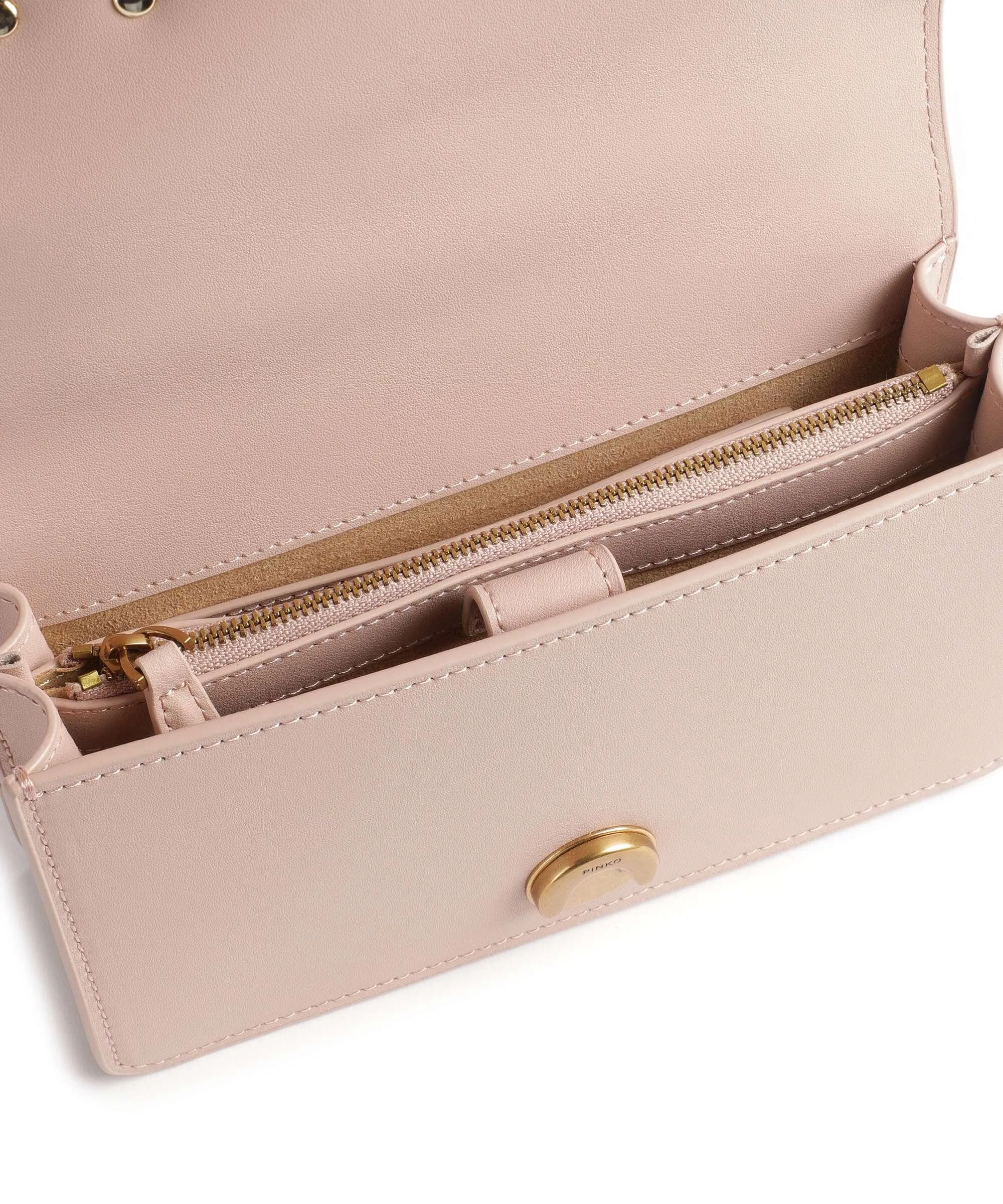  Pinko Love One Mini Borsa a tracolla pelle di vacchetta finemente grana rosa antico  