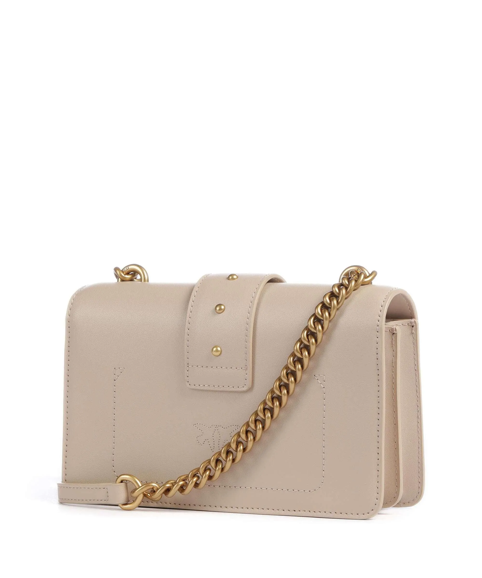  Pinko Love One Mini Borsa a tracolla pelle di vitello finemente grana beige  