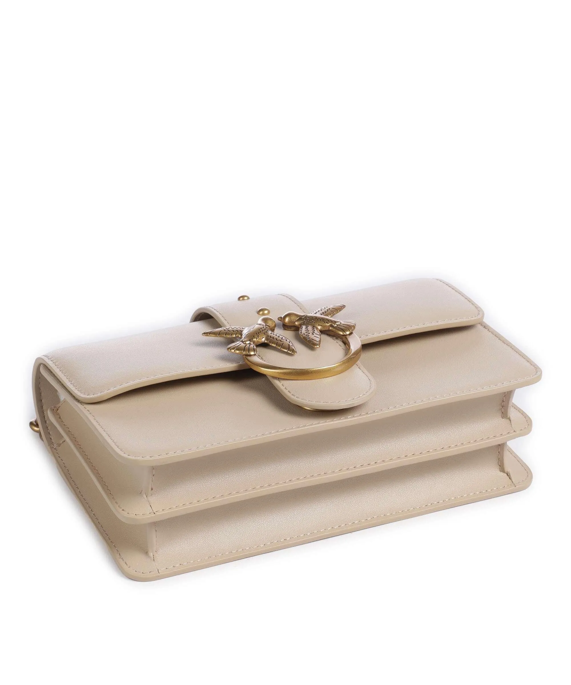  Pinko Love One Mini Borsa a tracolla pelle di vitello finemente grana beige  