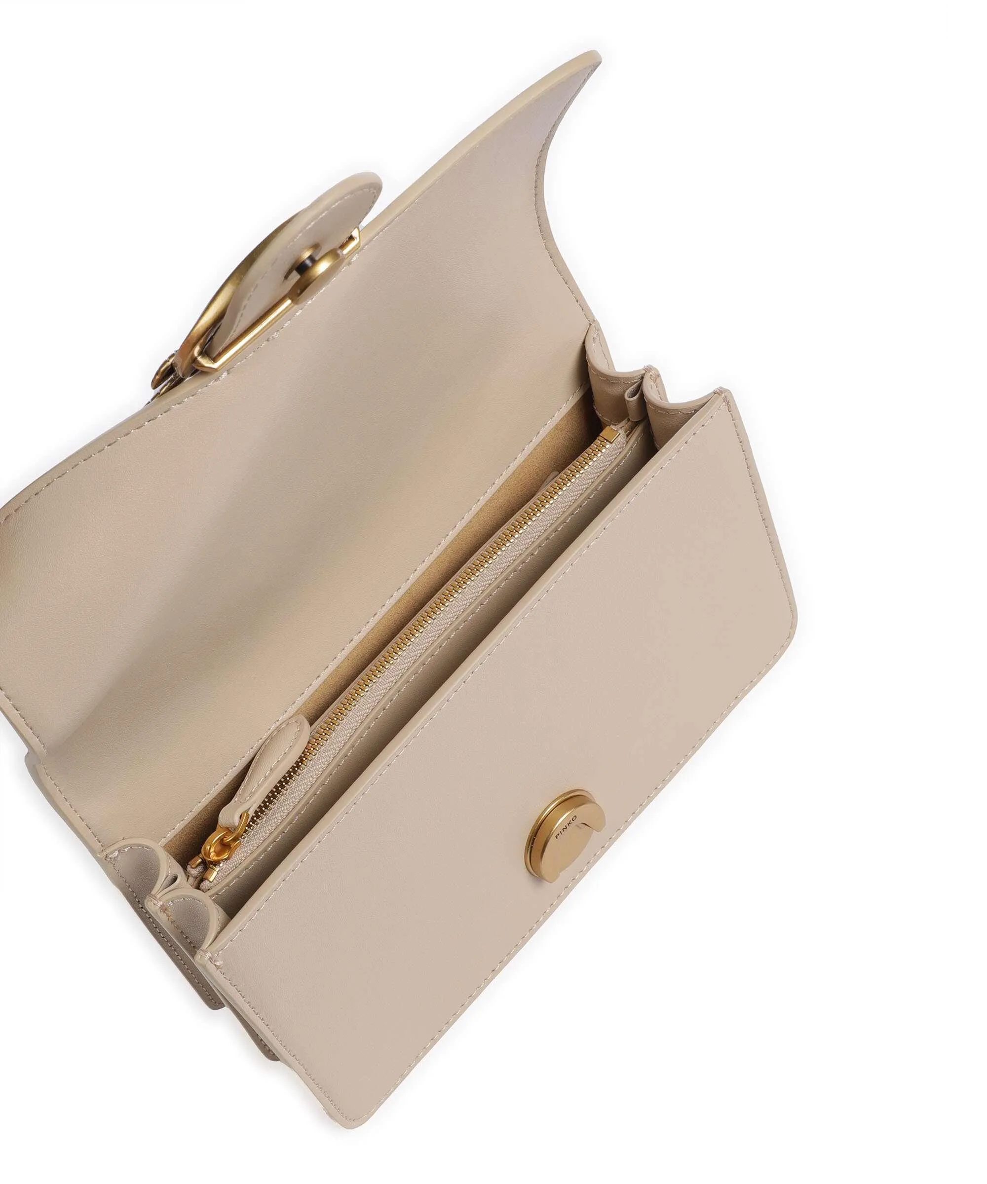 Pinko Love One Mini Borsa a tracolla pelle di vitello finemente grana beige  