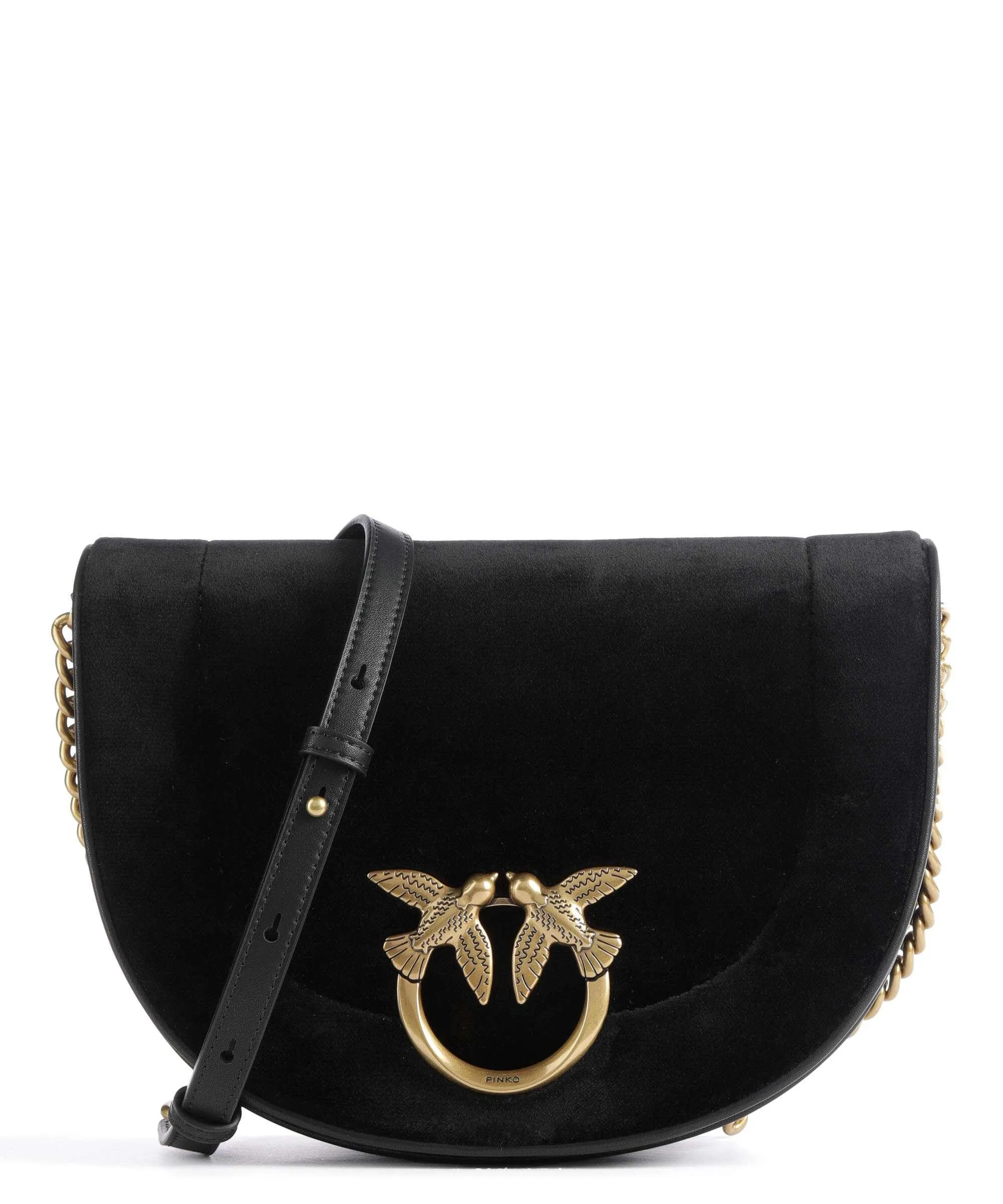  Pinko Love Round Click Classic Borsa a tracolla cotone nero  