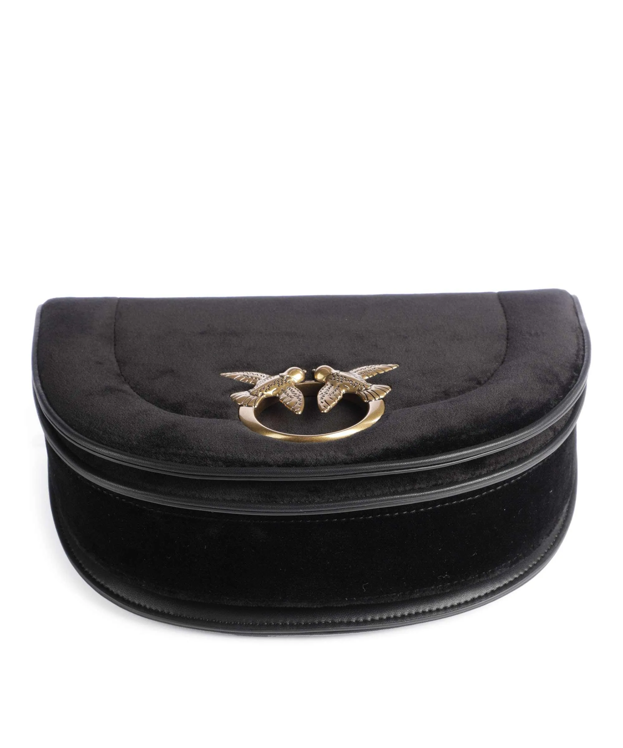  Pinko Love Round Click Classic Borsa a tracolla cotone nero  