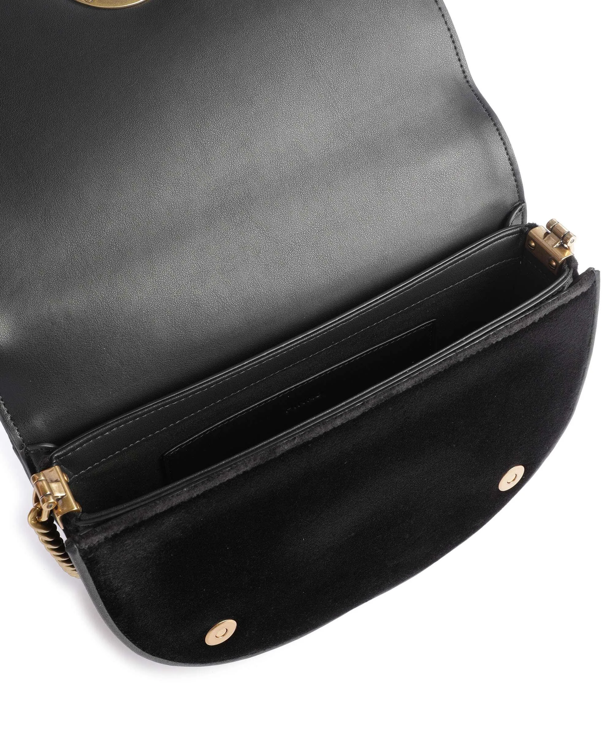  Pinko Love Round Click Classic Borsa a tracolla cotone nero  