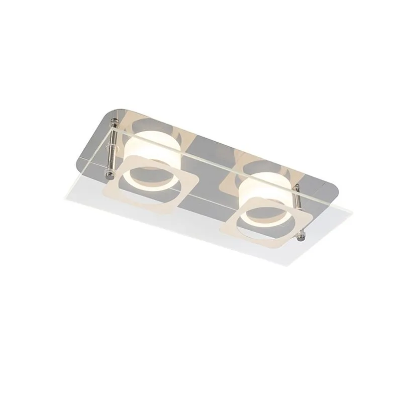 Plafoniera 'Vidrio 2' moderna cromo - include LED / interna