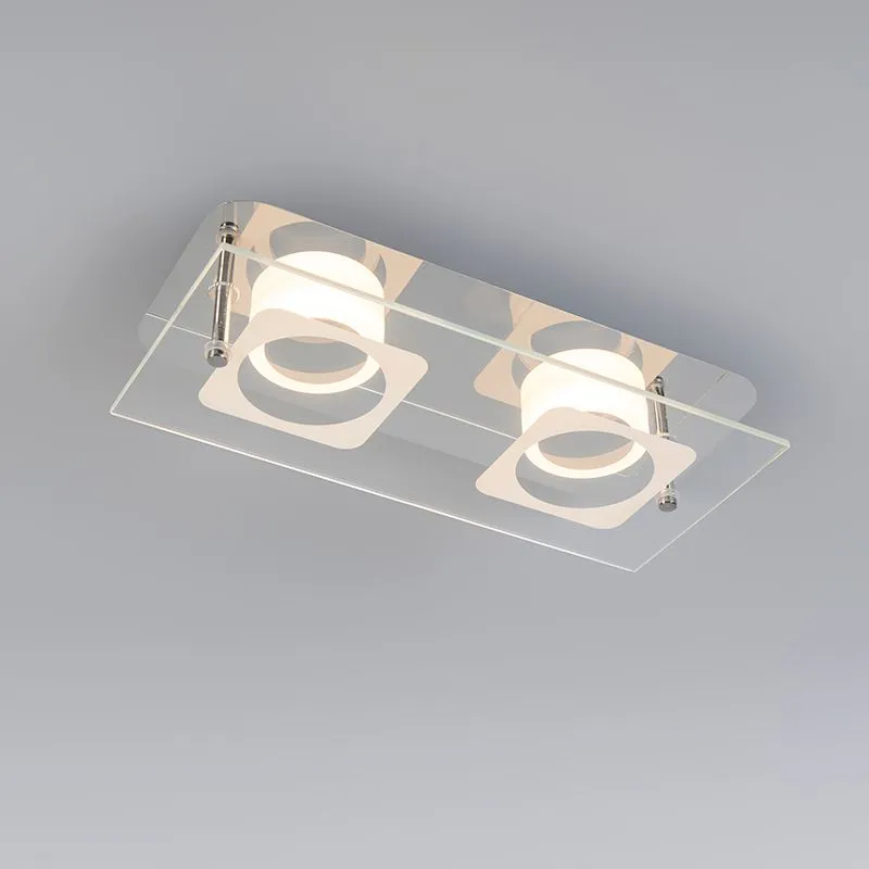 Plafoniera 'Vidrio 2' moderna cromo - include LED / interna